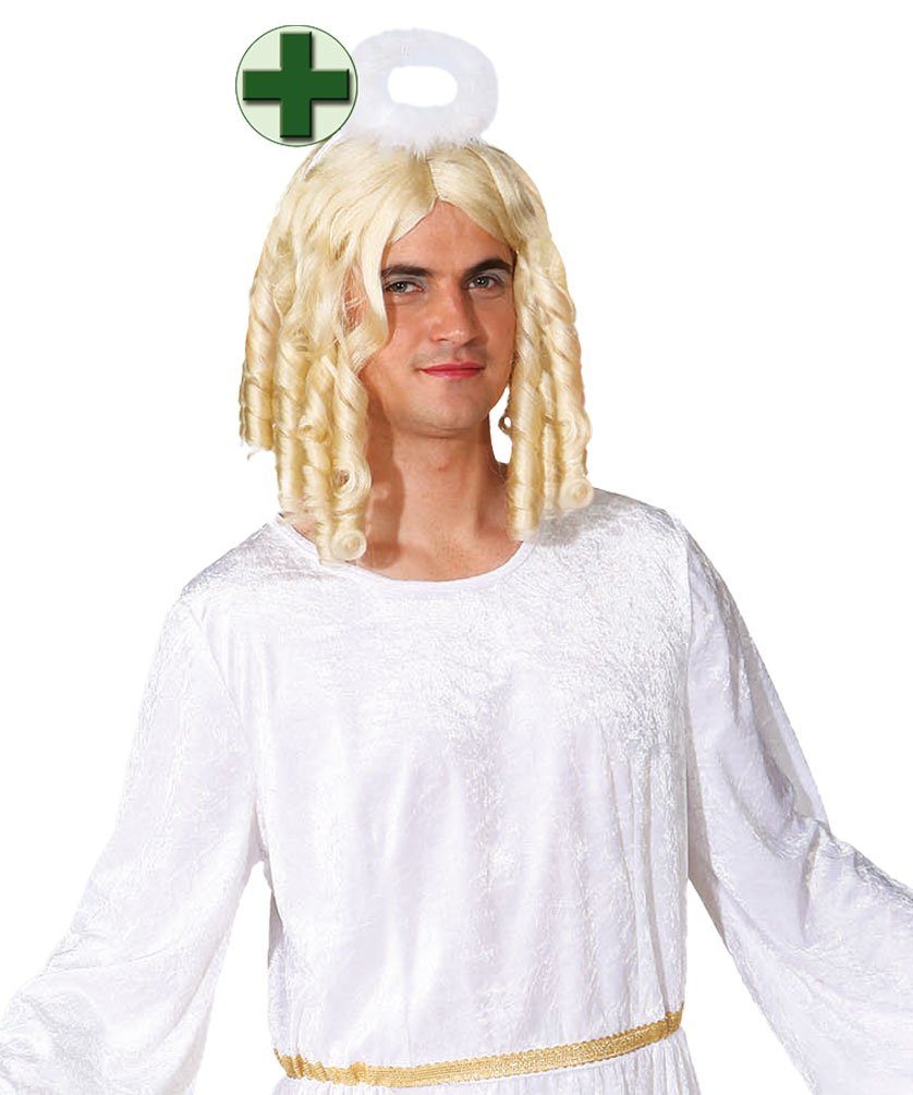 Karneval-Klamotten Engel-Kostüm Herren weiß gold Weihnachtsengel Heiligenschein, Weihnachtskostüm Erwachsene Männerkostüm Karneval Weihnachten