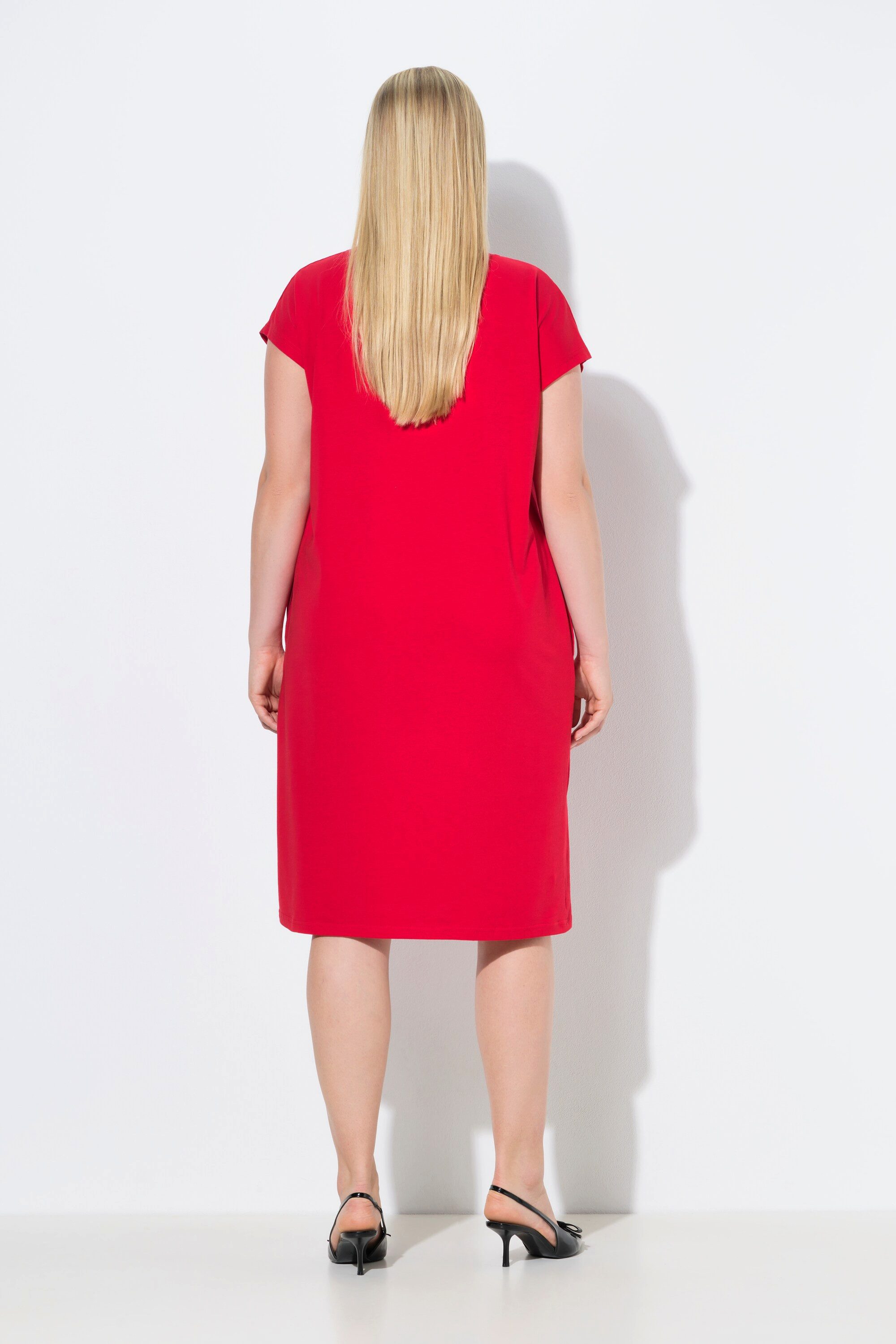 Ulla Popken Minikleid Jerseykleid Ziersteine Oversized Rundhals Halbarm