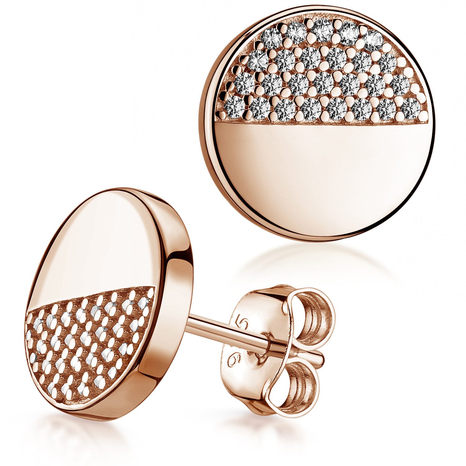 Paar Ohrstecker Damen Ohrringe Rosegold Zirkonia SO-452