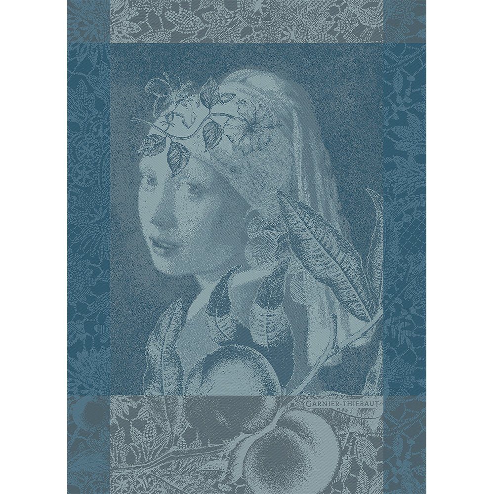 Garnier Thiebaut Geschirrtuch Geschirrtuch Femme A La Perle Bleu 56x77 cm, (1-tlg., 1 x Geschirrtuch), jacquard-gewebt