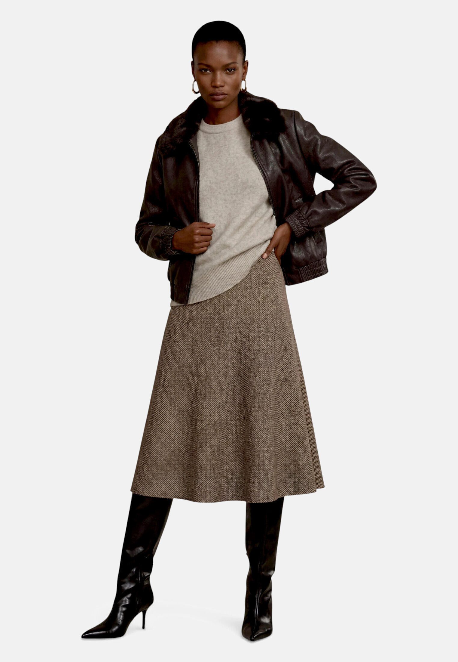 Zero Jackenblazer Damen mit Kunstfellkragen Material