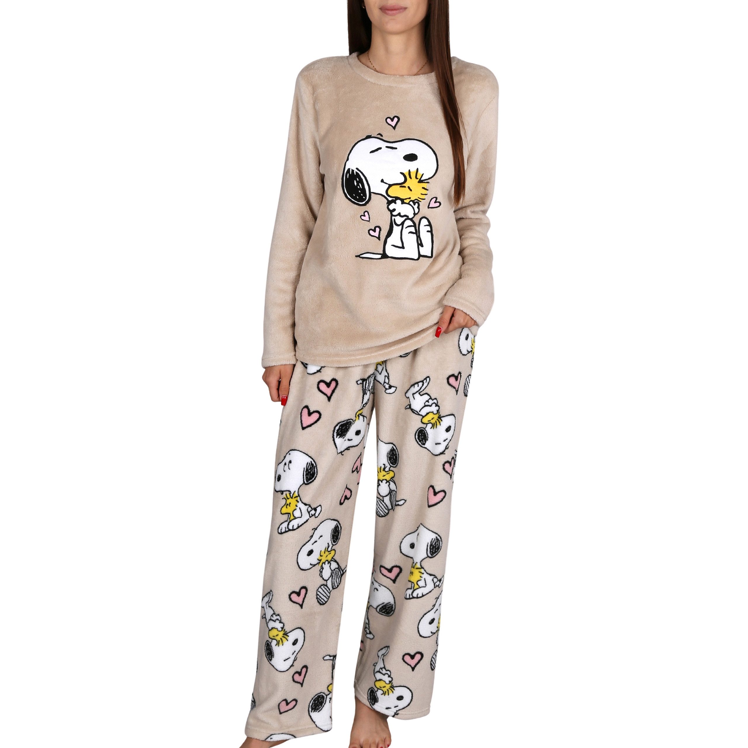 Sarcia.eu Pyjama Snoopy Damen Fleece-Pyjama, 2-teilig, warm, langarm günstig online kaufen