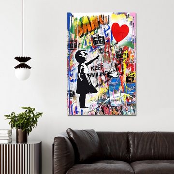 ArtMind Wandbild Pop Art - Keep smiling, Premium Wandbilder als Poster & gerahmte Leinwand in 4 Größen, Wall Art, Bild, Canva
