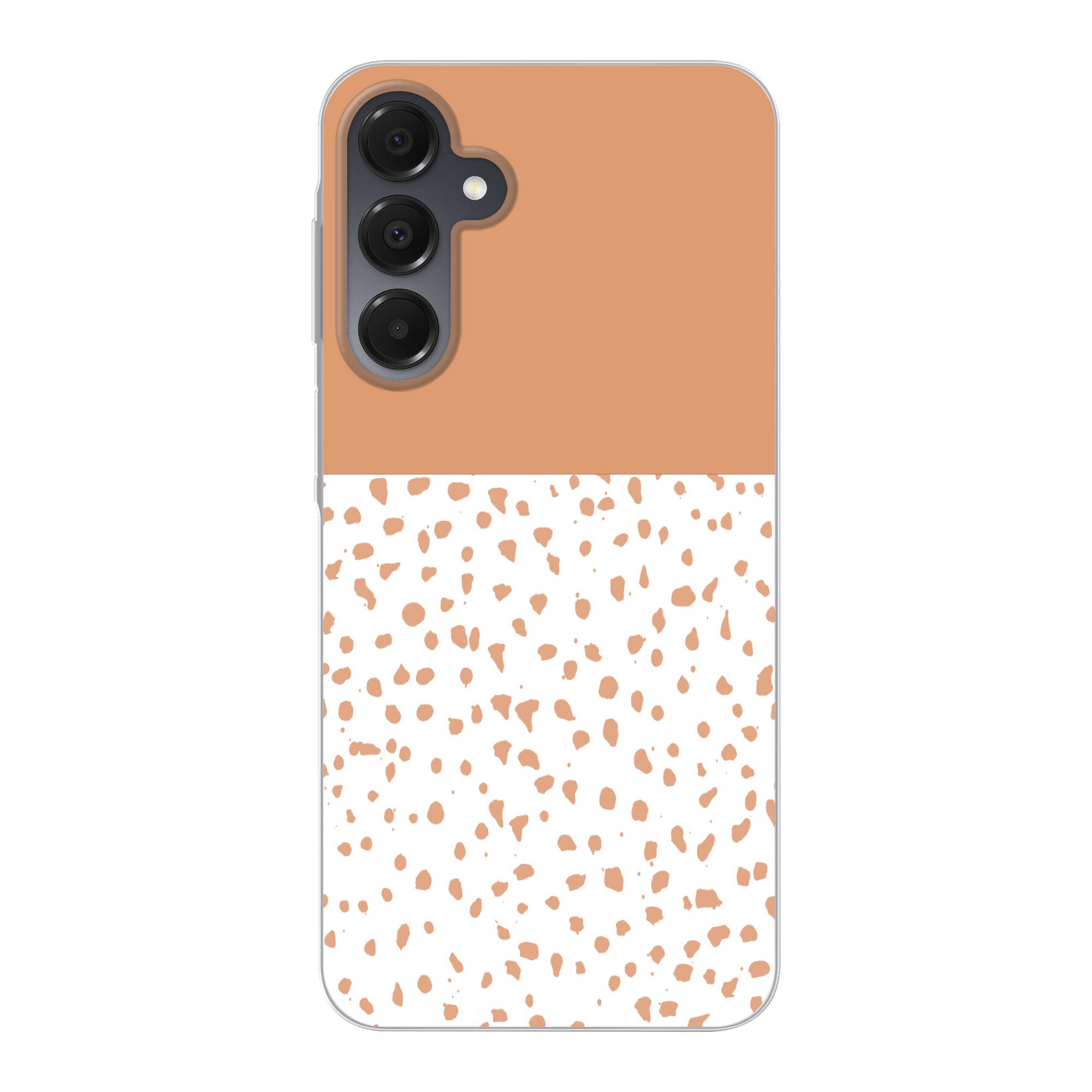 MuchoWow Handyhülle für Samsung Galaxy A16 5G Tupfen - Orange - Weiß, Phone Case, Silikon, Schutzhülle Dünn