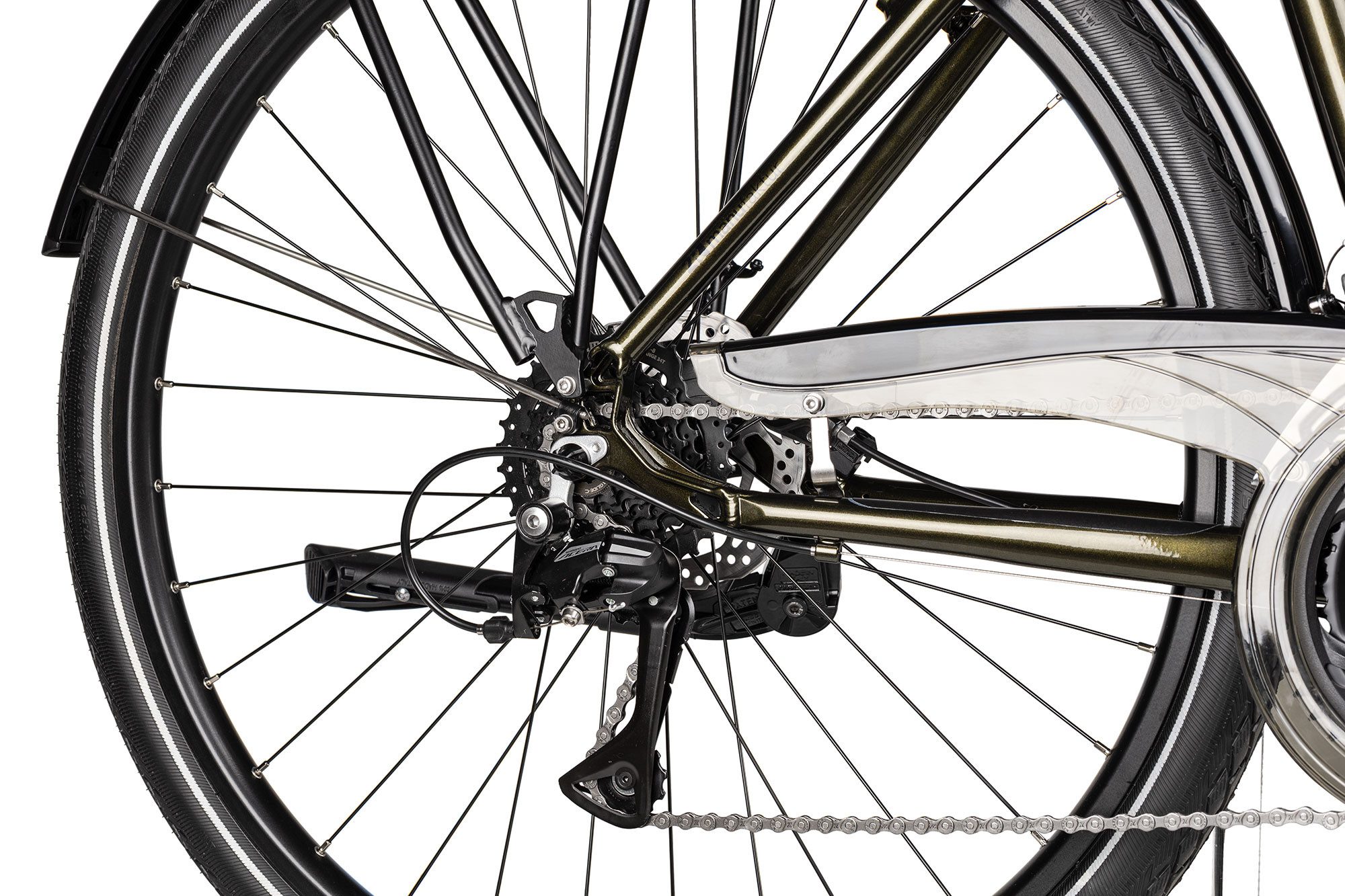 2R Manufaktur Trekkingrad TRX Plus, 24 Gang Shimano Acera RD-M3020 8-fach Schaltwerk, Kettenschaltung, hydraulische Scheibenbremse grün
