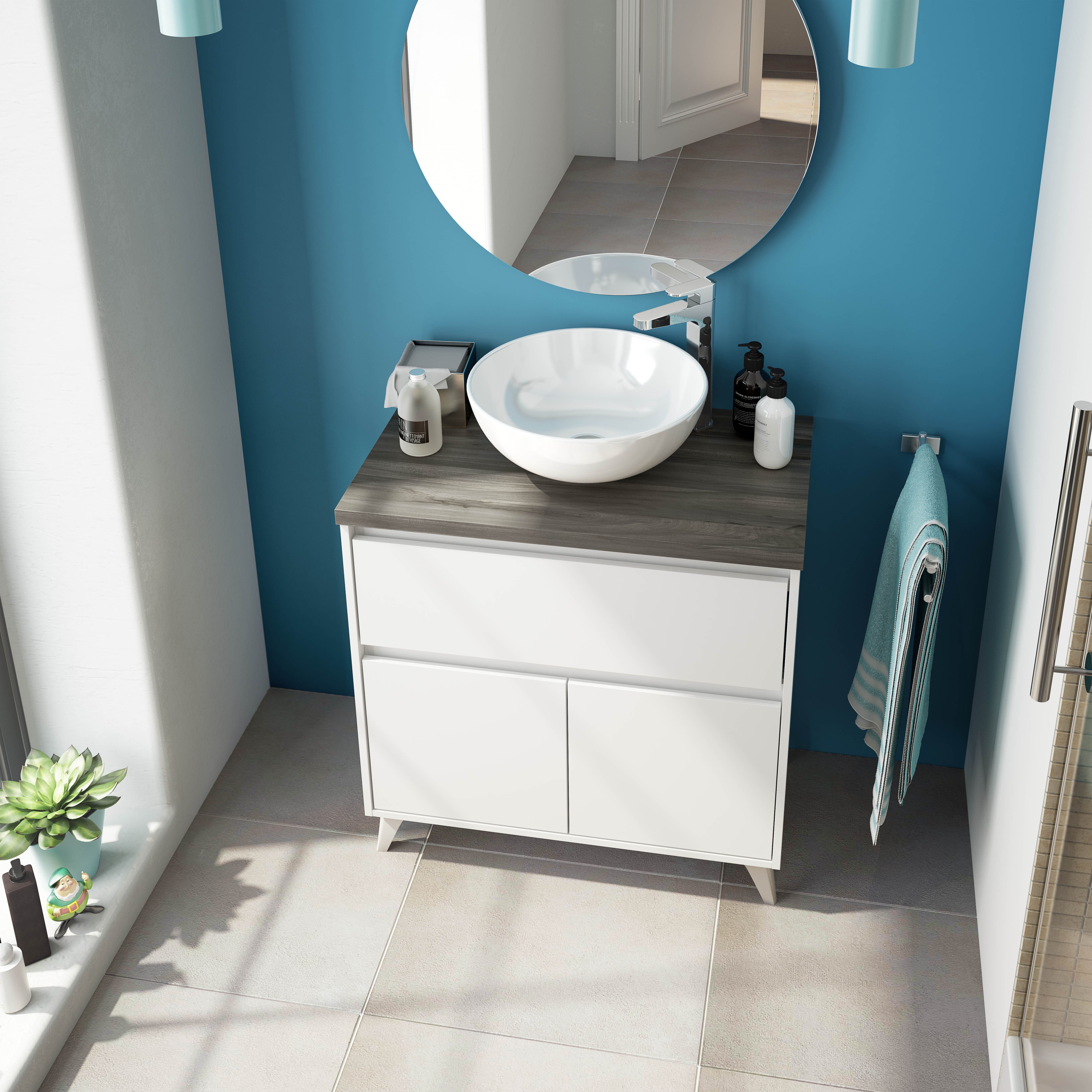 habeig Waschbeckenunterschrank Badezimmerschrank 78,5x46x80cm Weiß mit günstig online kaufen
