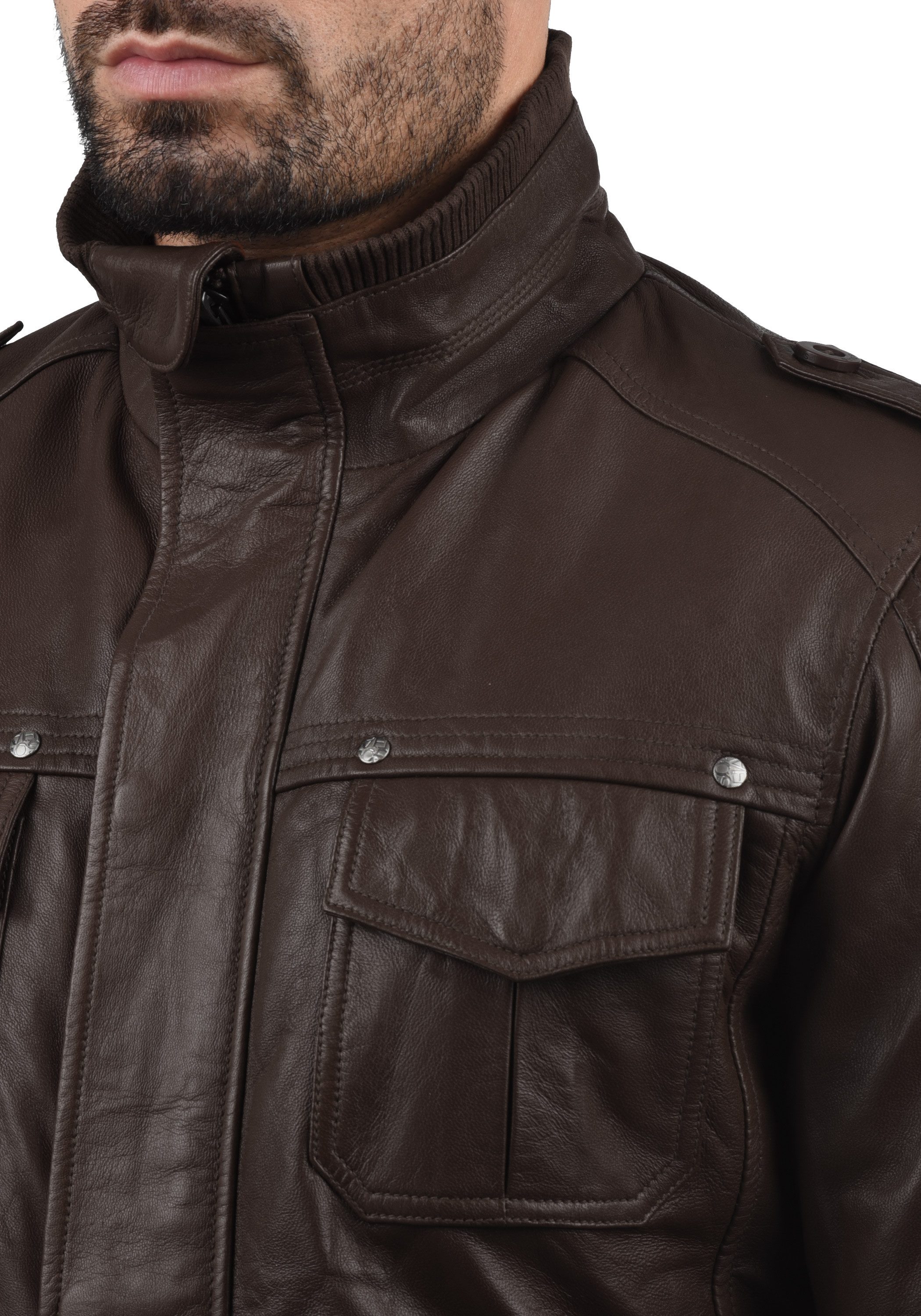 !Solid Lederjacke SDCamash Lässige Bikerjacke mit Stehkragen