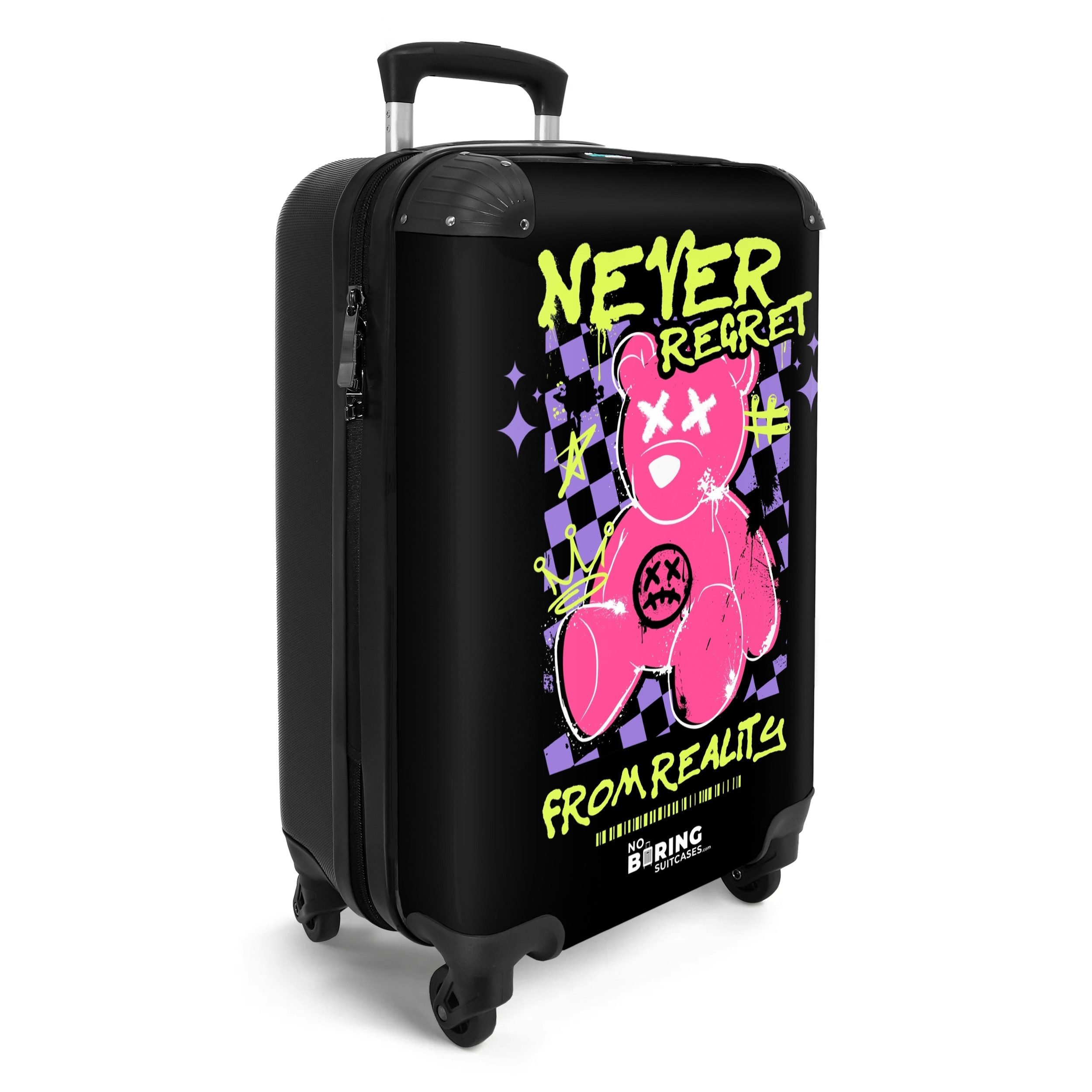 NoBoringSuitcases.com© Hartschalen-Trolley Slogan 'Never Regret' mit günstig online kaufen