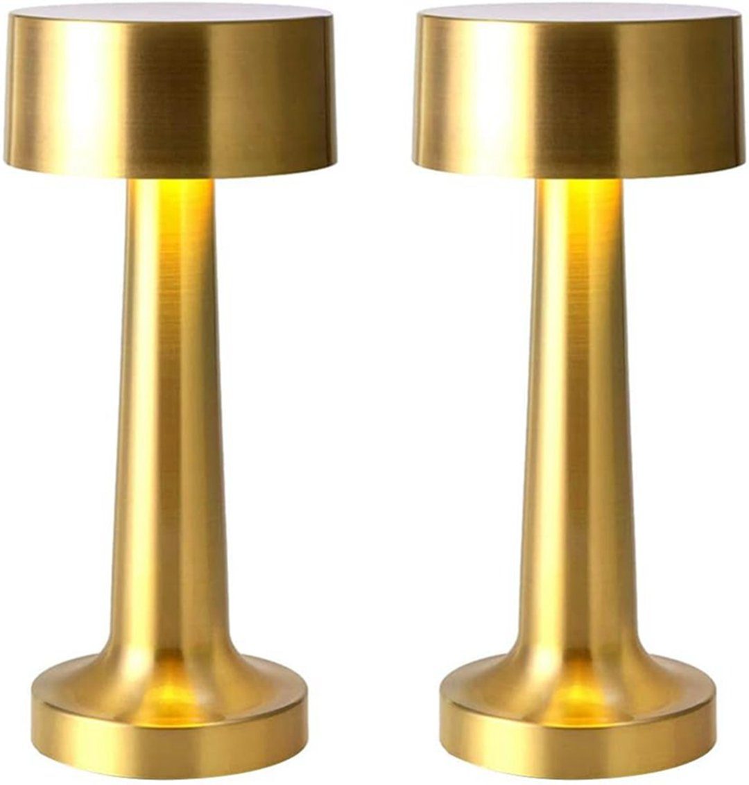 DAYUT LED Tischleuchte 2 Stück LED Tischlampe, dimmbare Gold Vintage Tischlampen