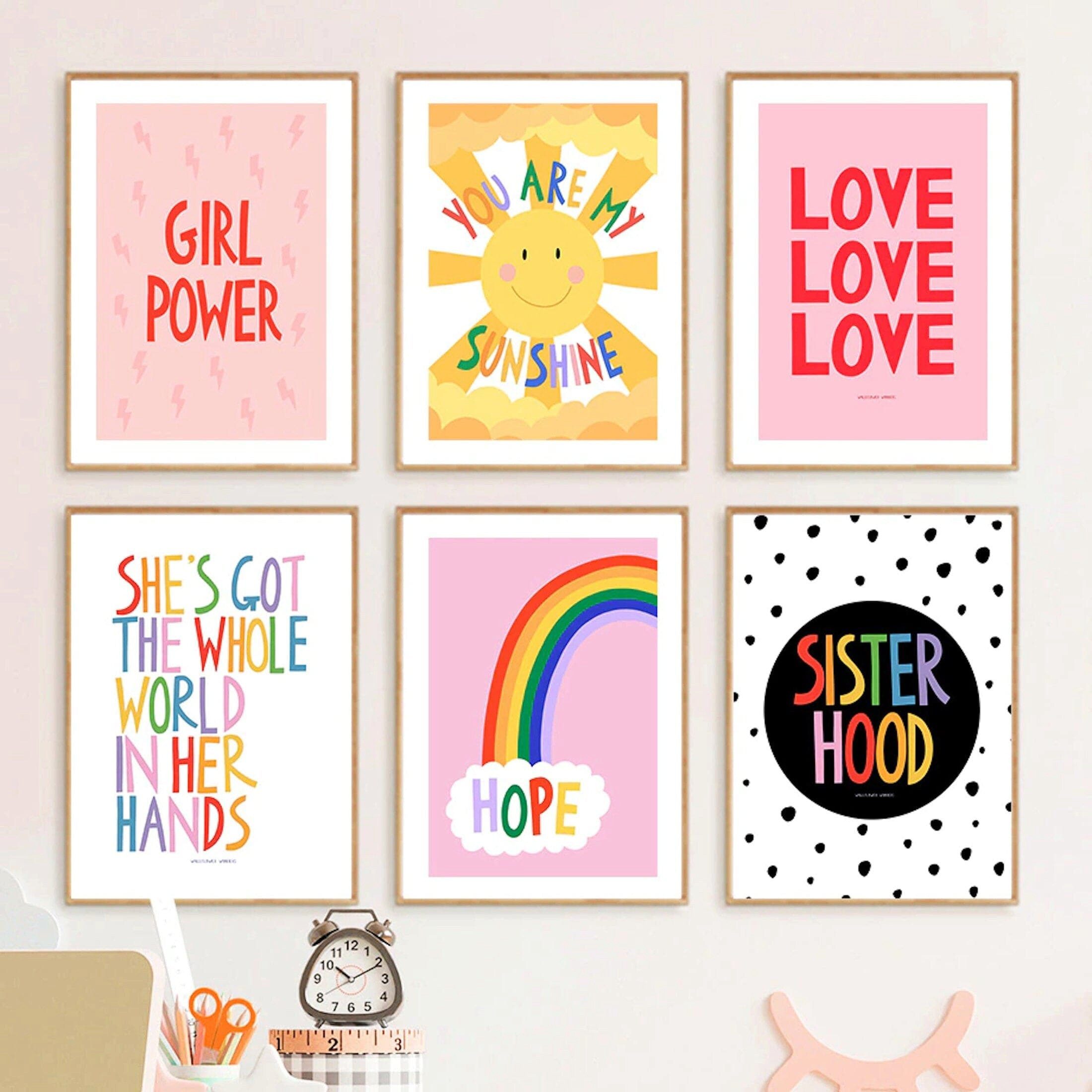 JUSTGOODMOOD Poster Kinder Mädchen Power und Liebe als Deko Print ohne Rahmen 70x100cm 5, 5 (1 St)