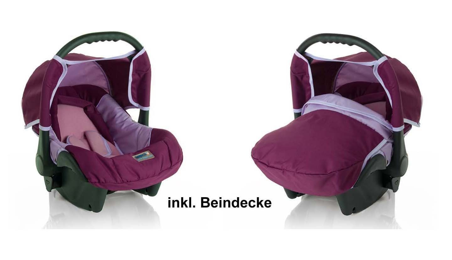 15 - 1 inkl. Flash in Kinderwagen-Set babies-on-wheels Farben 3 Kombi-Kinderwagen Bordeaux-Flieder 18 - Teile in Autositz
