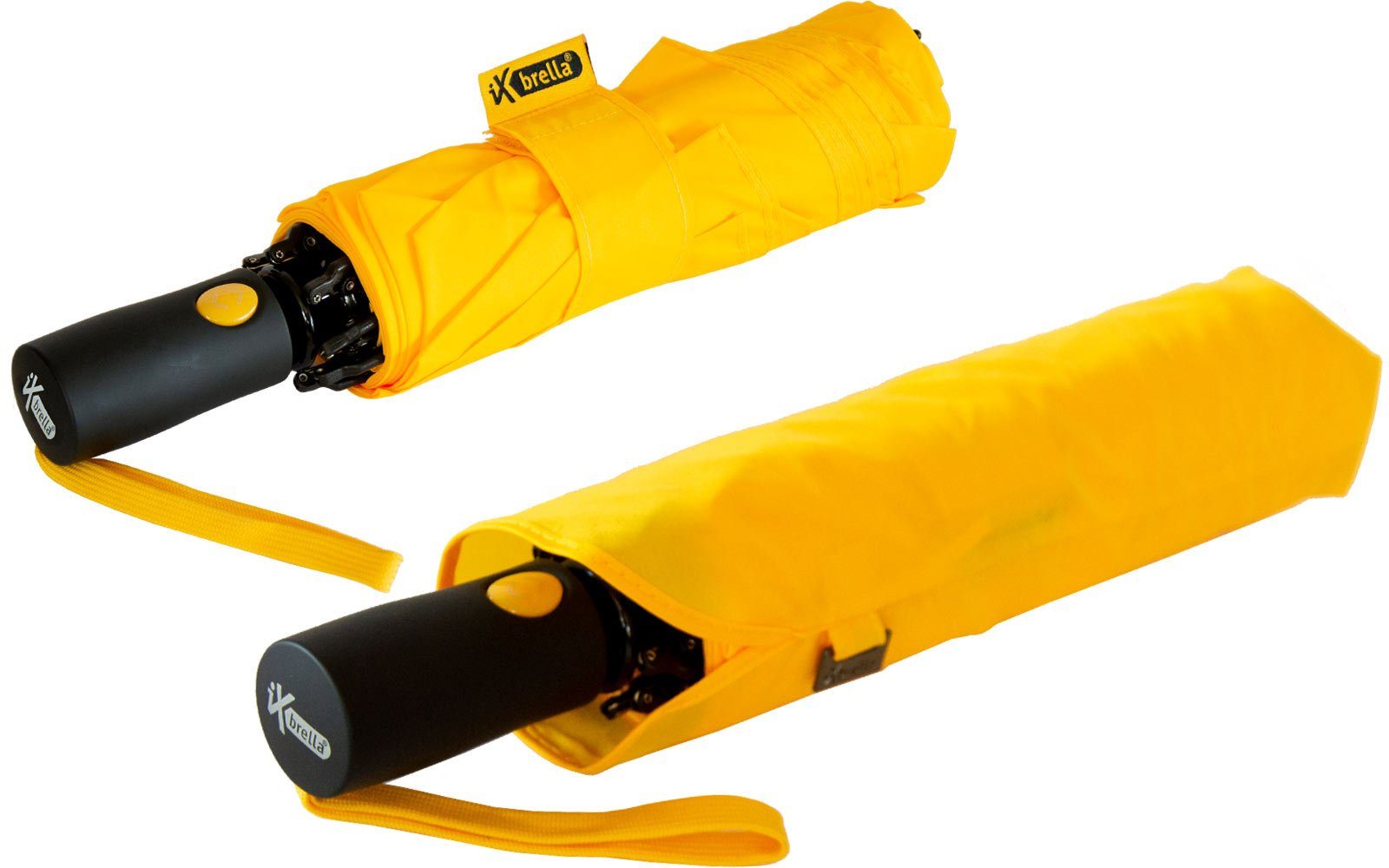 iX-brella Reverse stabilen Fiberglas-Automatiksch, bunten Taschenregenschirm öffnender mit Speichen gelb umgekehrt