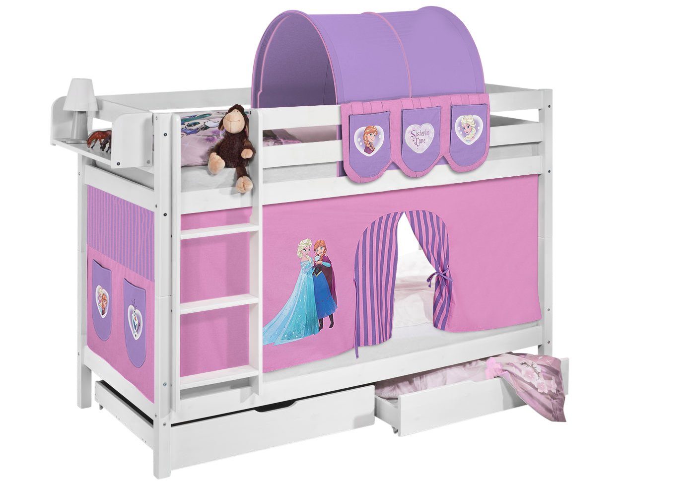 Lilokids Etagenbett JELLE inkl. 2 Lattenrosten & Vorhang FROZEN Eiskönigin günstig online kaufen