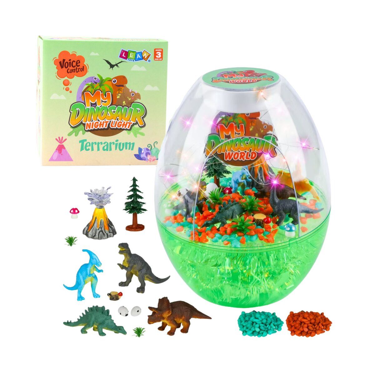 Wisam Lernspielzeug DIY Kreatives Dinosaurier-Terrarium-Kit mit Nachtlicht