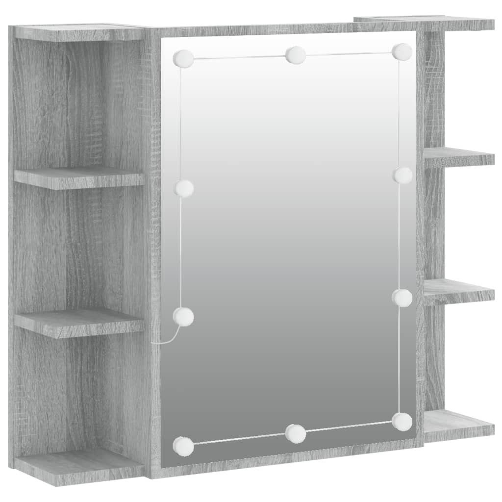 vidaXL Badezimmerspiegelschrank Spiegelschrank mit LED Grau Sonoma 70x16,5x günstig online kaufen