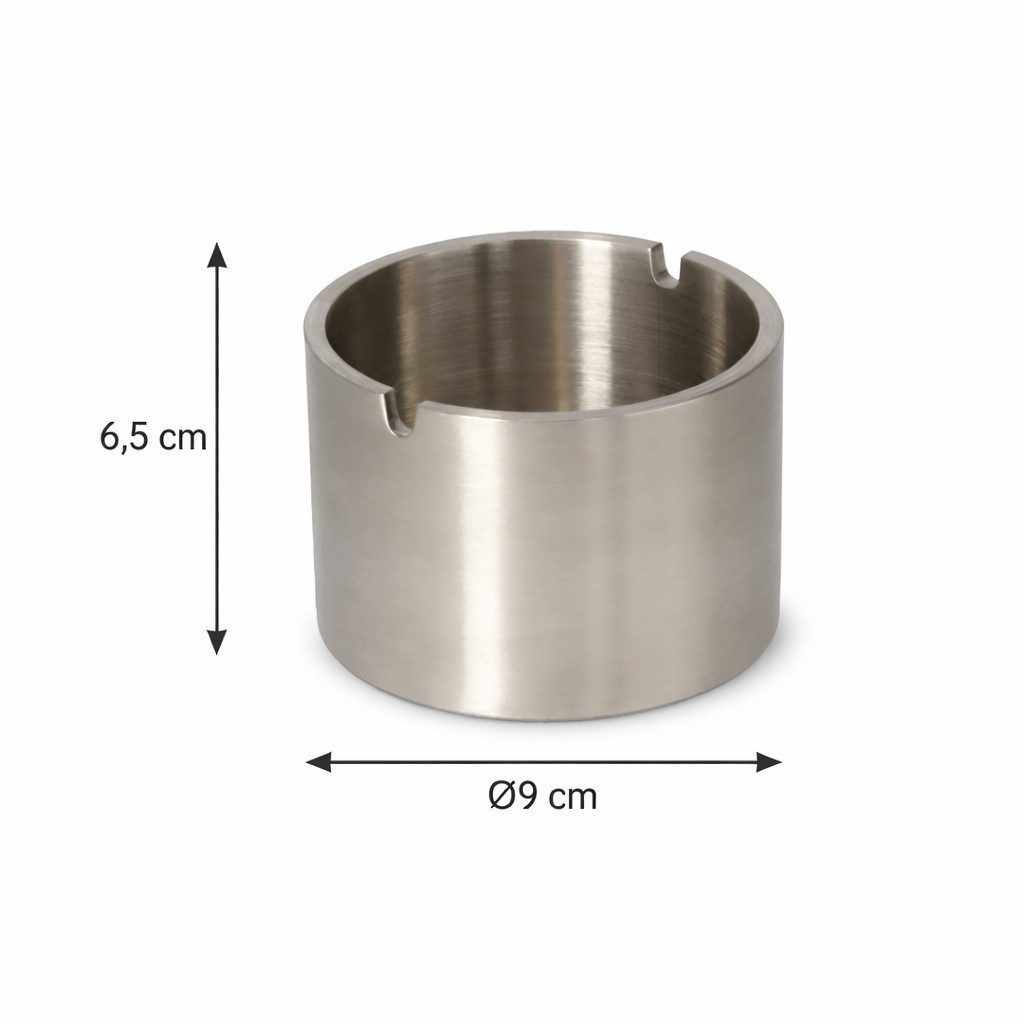 Coumo Aschenbecher 0,6 kg Edelstahl Premium Aschenbecher, hoch, Ø 9 cm