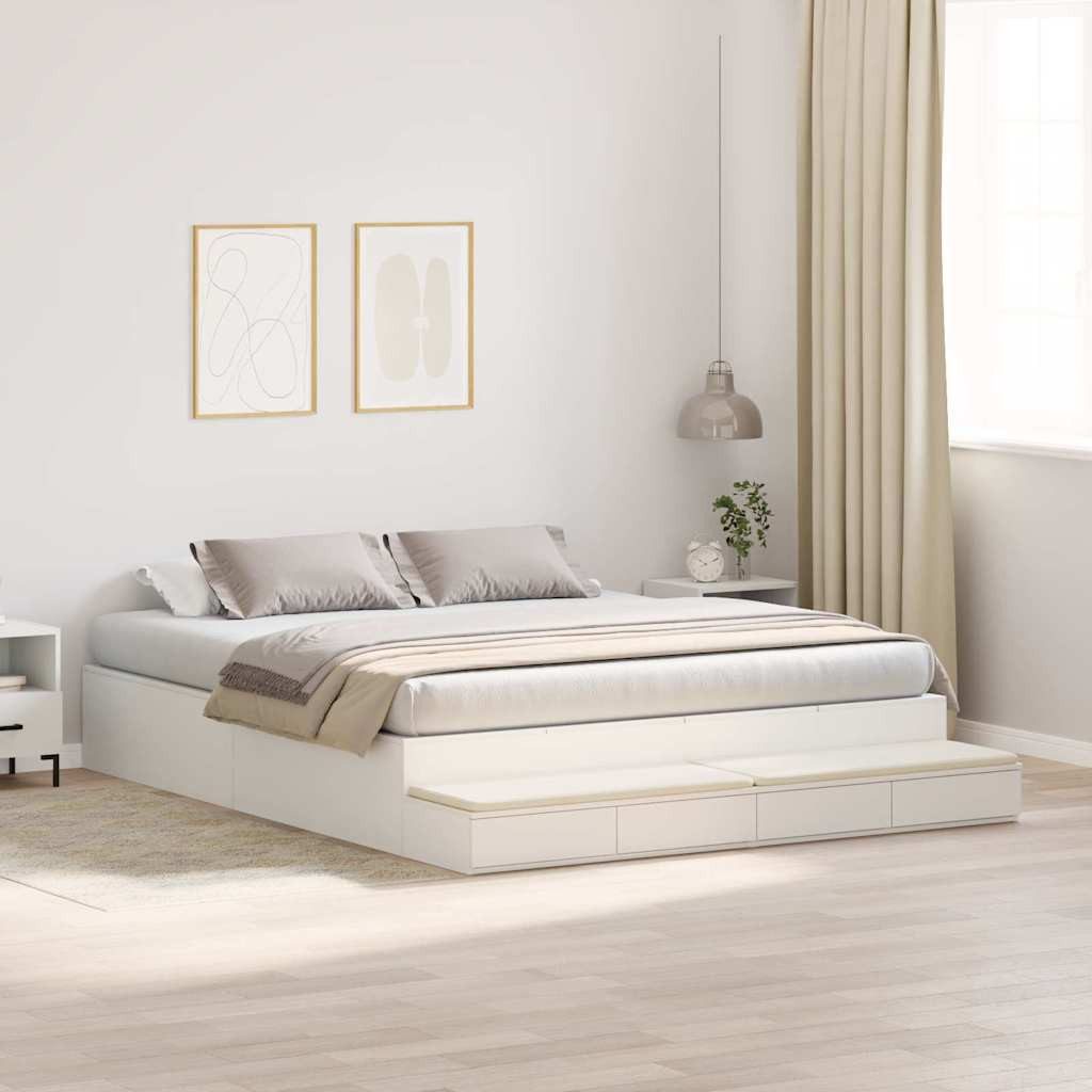 vidaXL Bett Aufbewahrungsbettgestell mit Speicher Weiß 200 cm Holzwerkstoff (1-tlg)