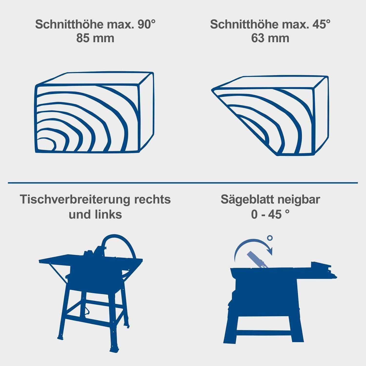 Thumbnail - Scheppach Tischkreissäge Tischkreissäge 2000W HS254 SE 2 Hartmetall-Sägeblätter Ø 254 mm, 1 Stück, Laser-Schnittführung,...