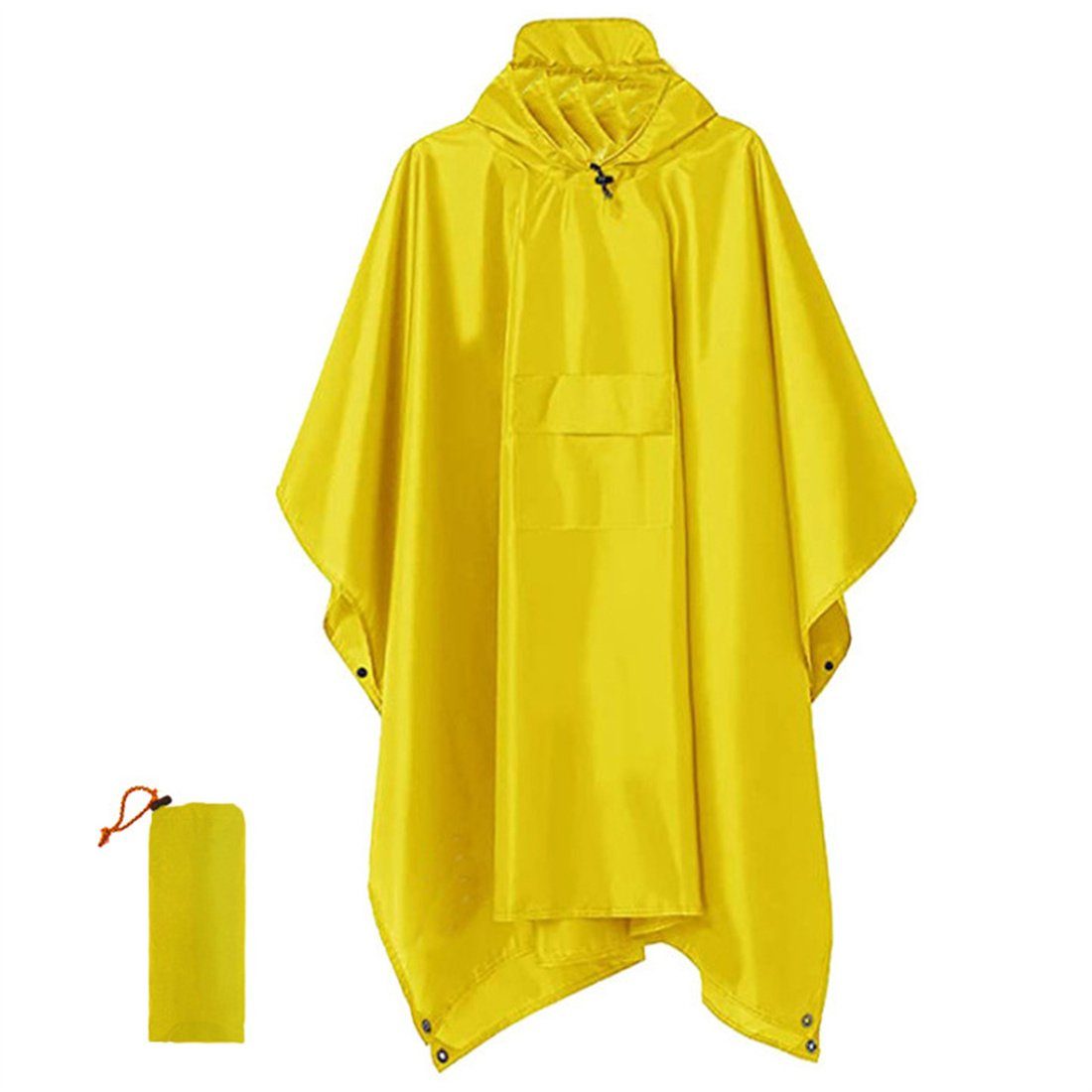 DÖRÖY Regenponcho Wasserdichter 3 in für Erwachsene Cape-Poncho und mit Gelb 1 Mantel Kapuze