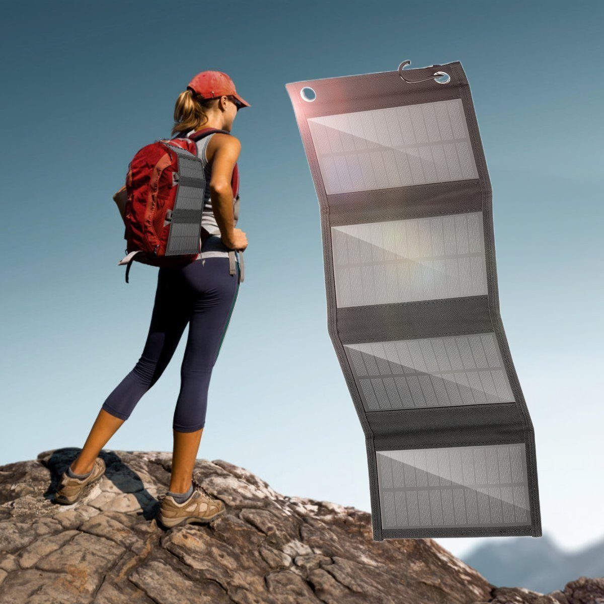 iscooter Solarmodul 40W Portable Solar Panel Ladegerät, Faltbares IP65, USB, Tragbares USB-Ladegerät für Outdoor-Camping Wandern