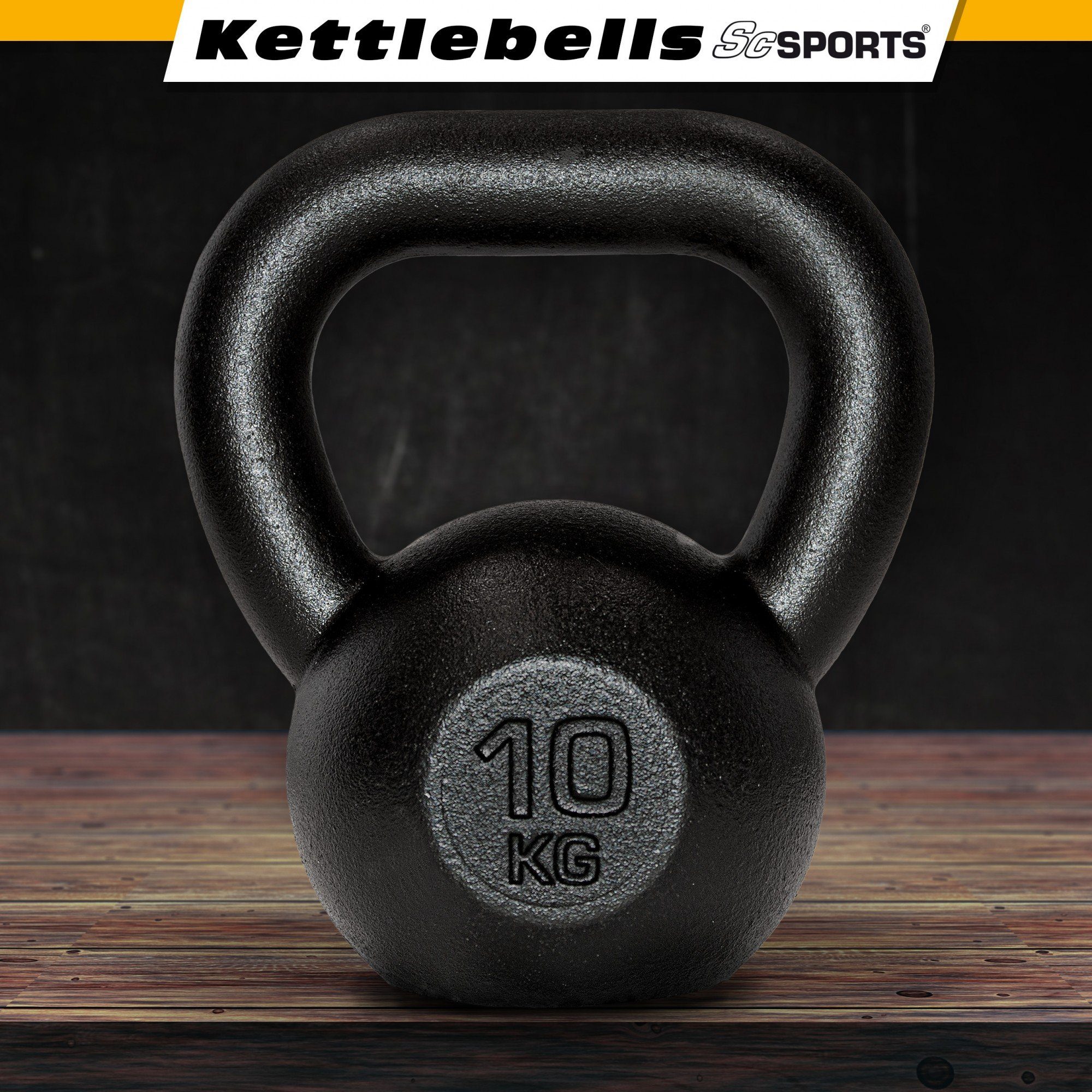 ScSPORTS® Kettlebell 10 kg Kugelgewicht Gusseisen Kugelhantel Schwunghantel