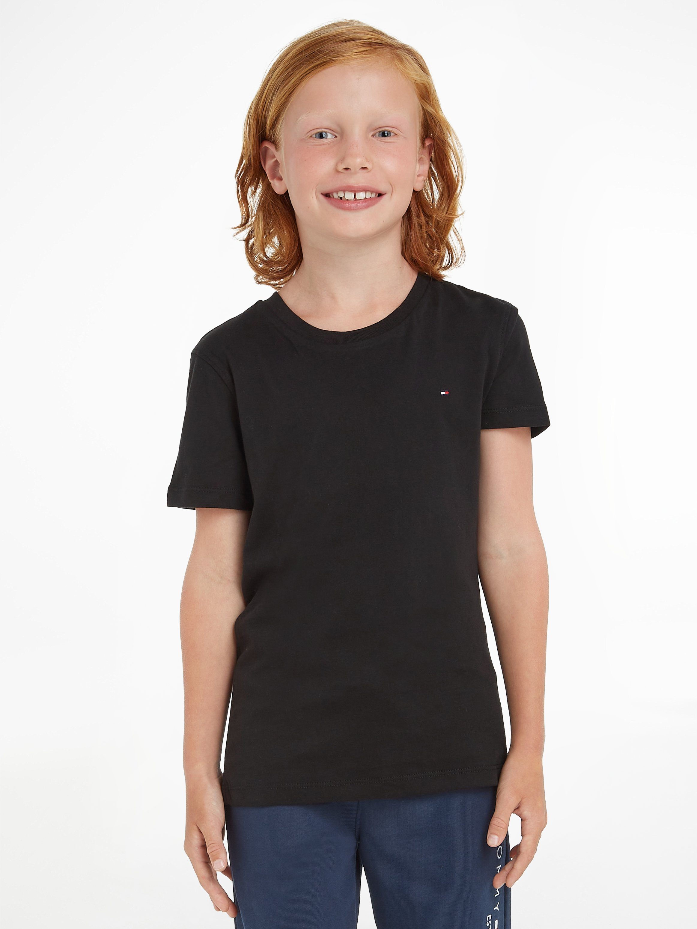 Tommy Hilfiger T-Shirt BOYS Brust CN Kids Klassisches KNIT Shirt MiniMe,für BASIC mit auf kleiner der Kinder Stickerei Jungen, Junior