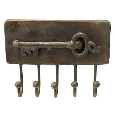 Macosa Home Wandhaken Schlüsselleiste 5 Haken Metallhaken Braun Antik rost Schlüssel-Haken, Schlüssel, Haken-Leiste Metall Kleiderhaken Garderobenhaken Vintage