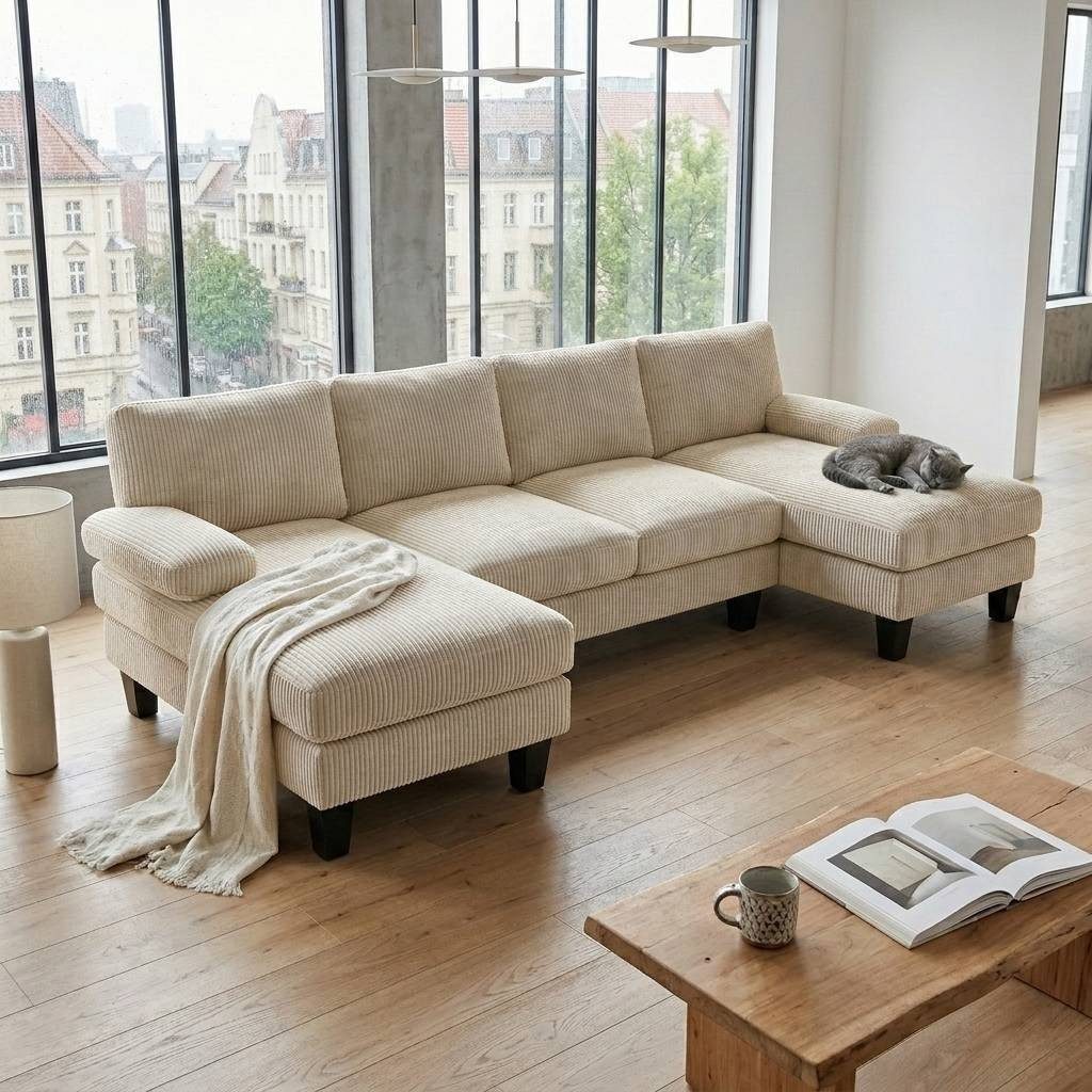 Bealife Ecksofa Soft&Cosy XL Big sofa, U-Form Couch, B:270 CM, mit zwei Chaise-Lounges,stabile Füße und kuschelige Sitzkissen