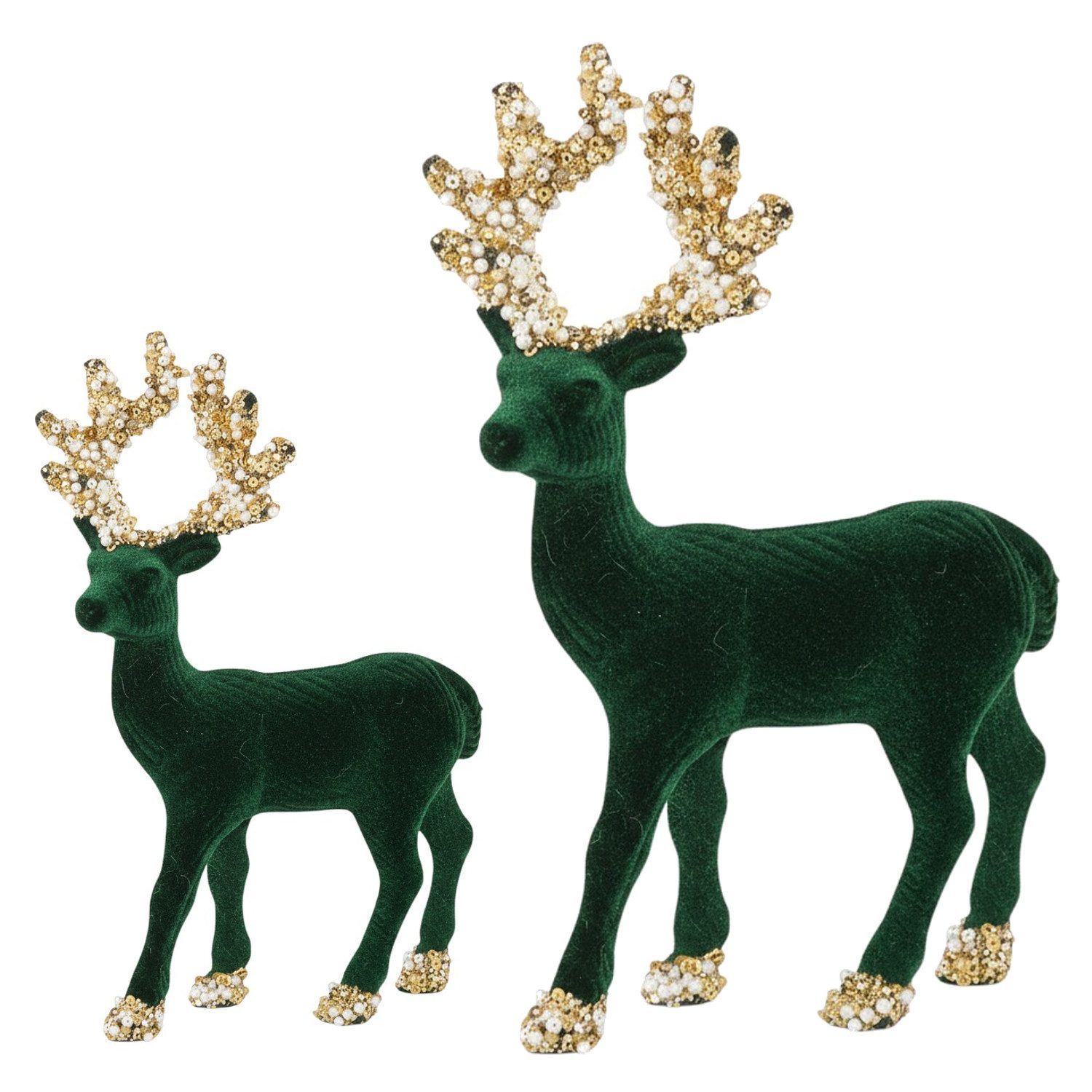 Macosa Home Dekofigur Deko Rentier 2er Set stehend Grün, Rot od. Weiß vers. günstig online kaufen
