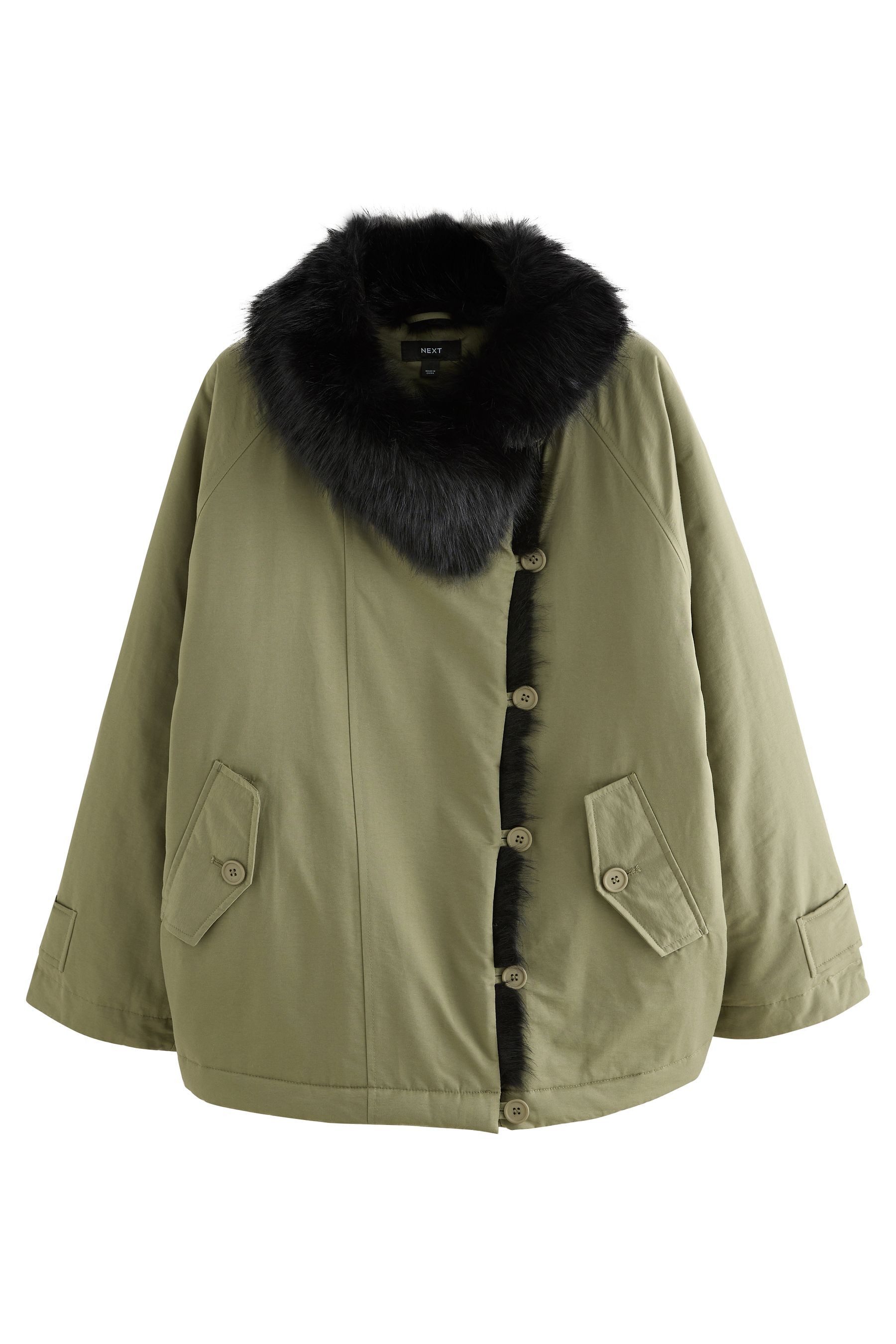 Next Fellimitatmantel Parka mit Kapuze und günstig online kaufen