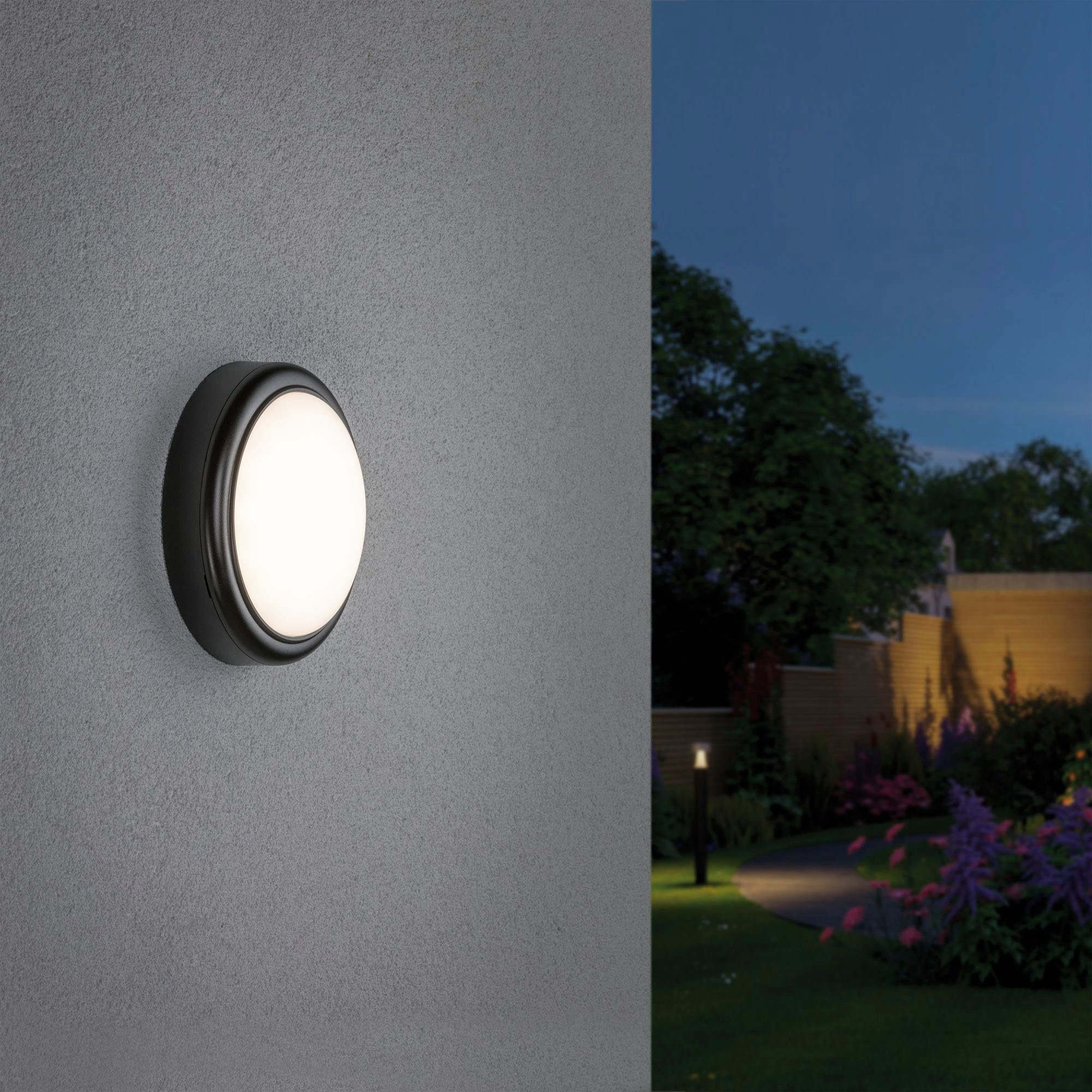 Paulmann LED Außen-Wandleuchte IP44 180mm 3000K 15W 1050 lm 230V Grau Kunststoff, LED fest integriert, Warmweiß, Pendellampe, Vintage Pendelleuchte im Retro Look, Ø 18 cm