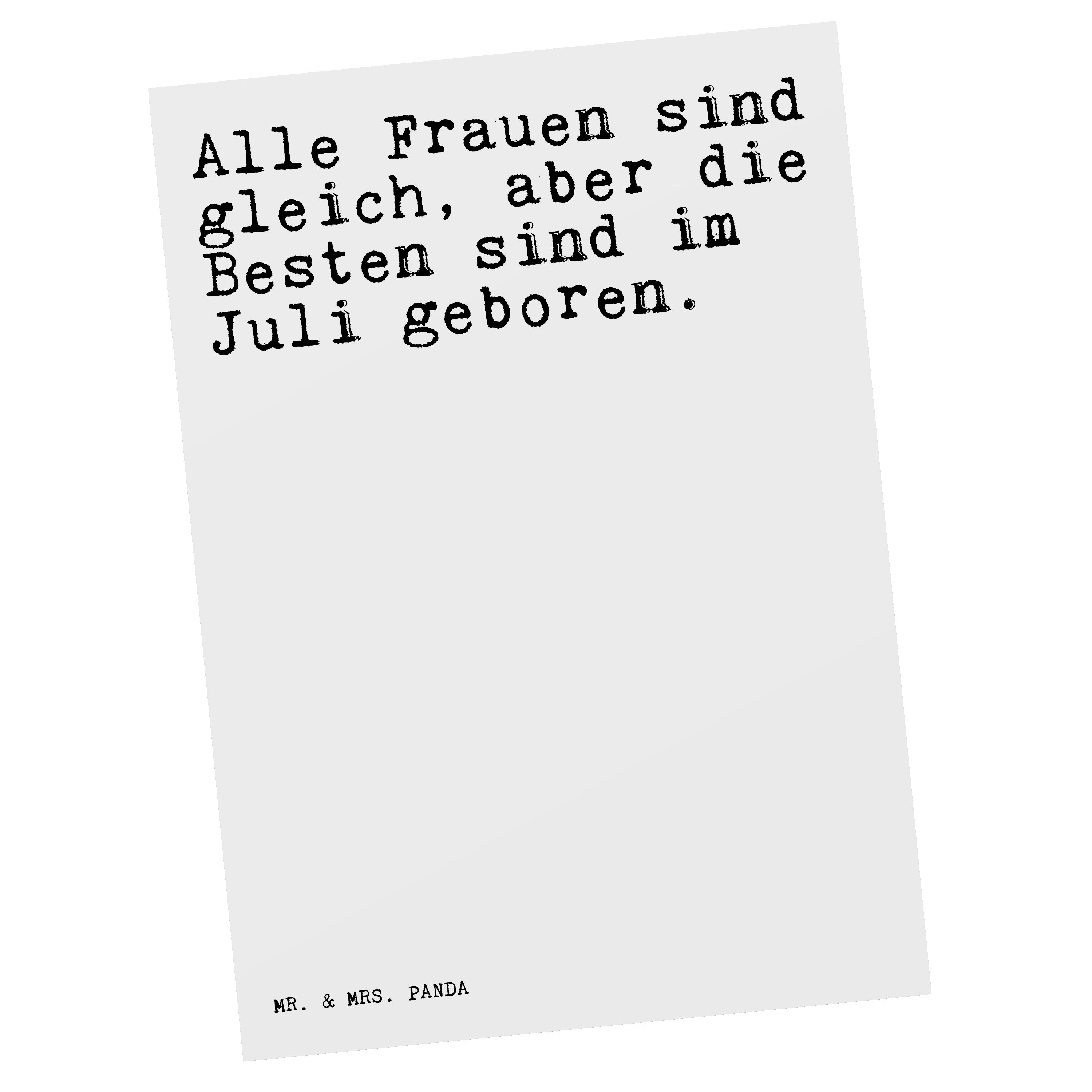 Mr. & Mrs. Panda Postkarte Alle Frauen sind gleich,... - Weiß - Geschenk, Geburtstag, Juli, Einl