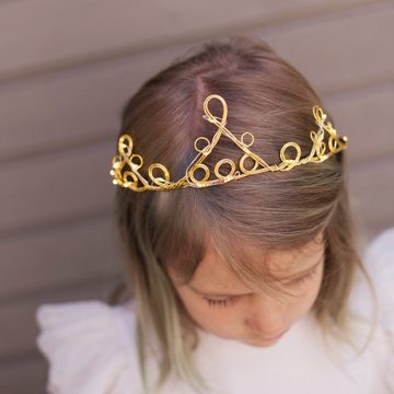 MARELIDA LED Dekoobjekt LED Krone Diadem Haarreif Tischdeko Geburtstagskrone Prinzessin gold, LED Classic, warmweiß (2100K bis 3000K)