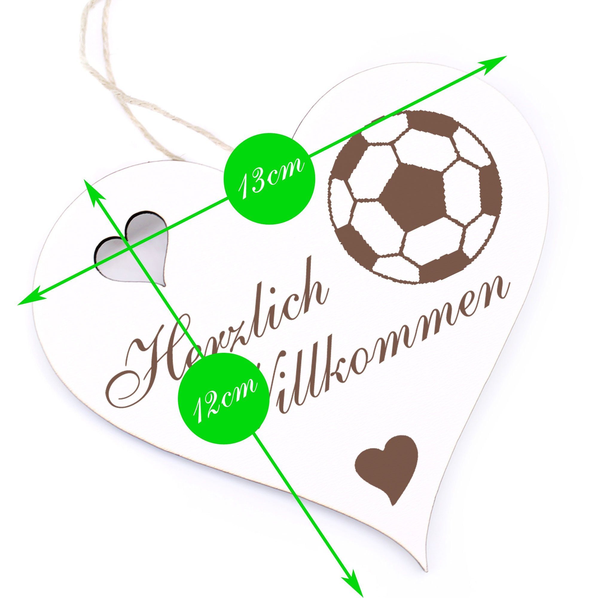 Dekolando Hängedekoration Herzlich Willkommen - 13x12cm - Fußball
