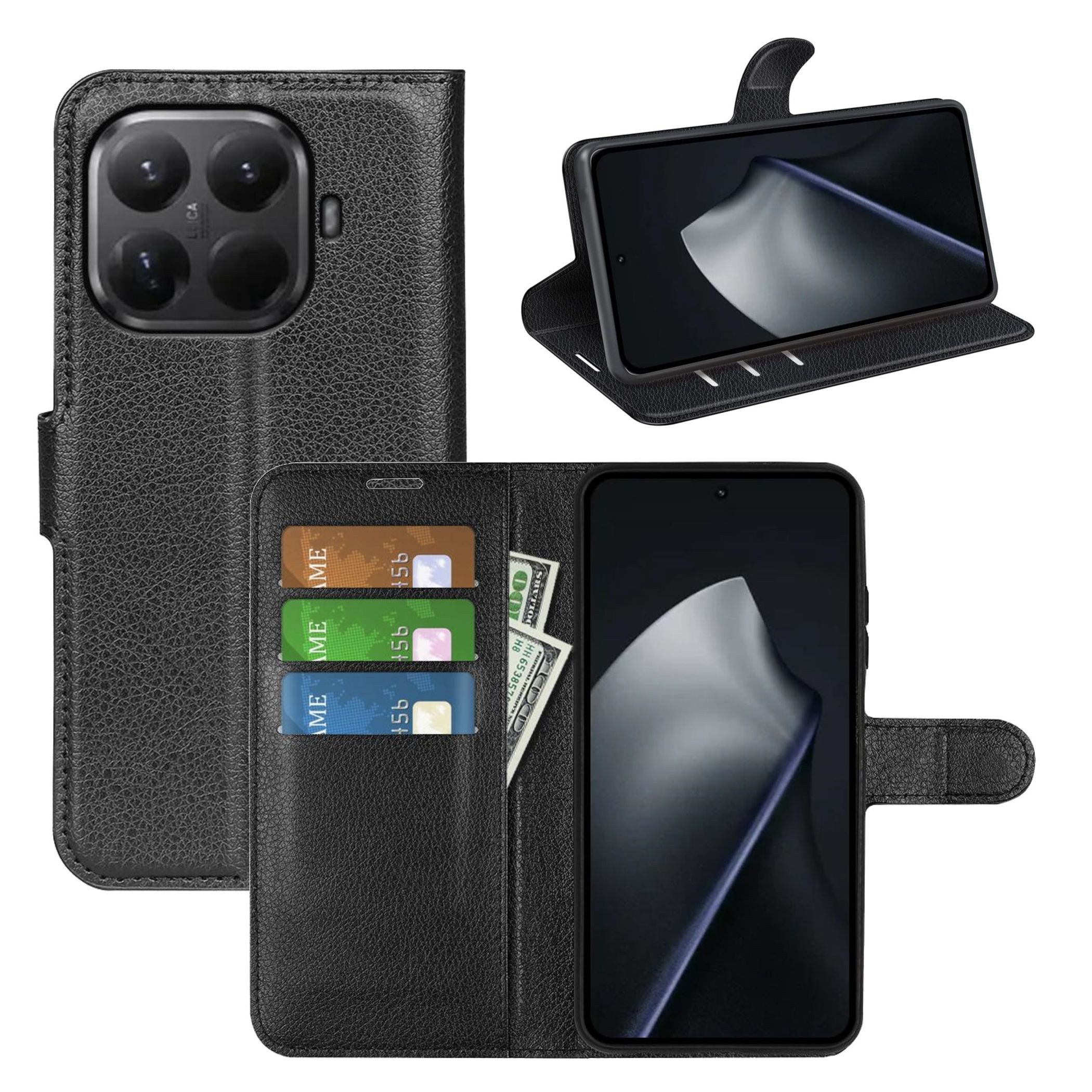 Wigento Handyhülle Klapphülle für Xiaomi 17T Pro Kunstleder Wallet Schutz Tasche 6,83 Zoll, Kunstleder Hülle mit Kartenfächern und Standfunktion