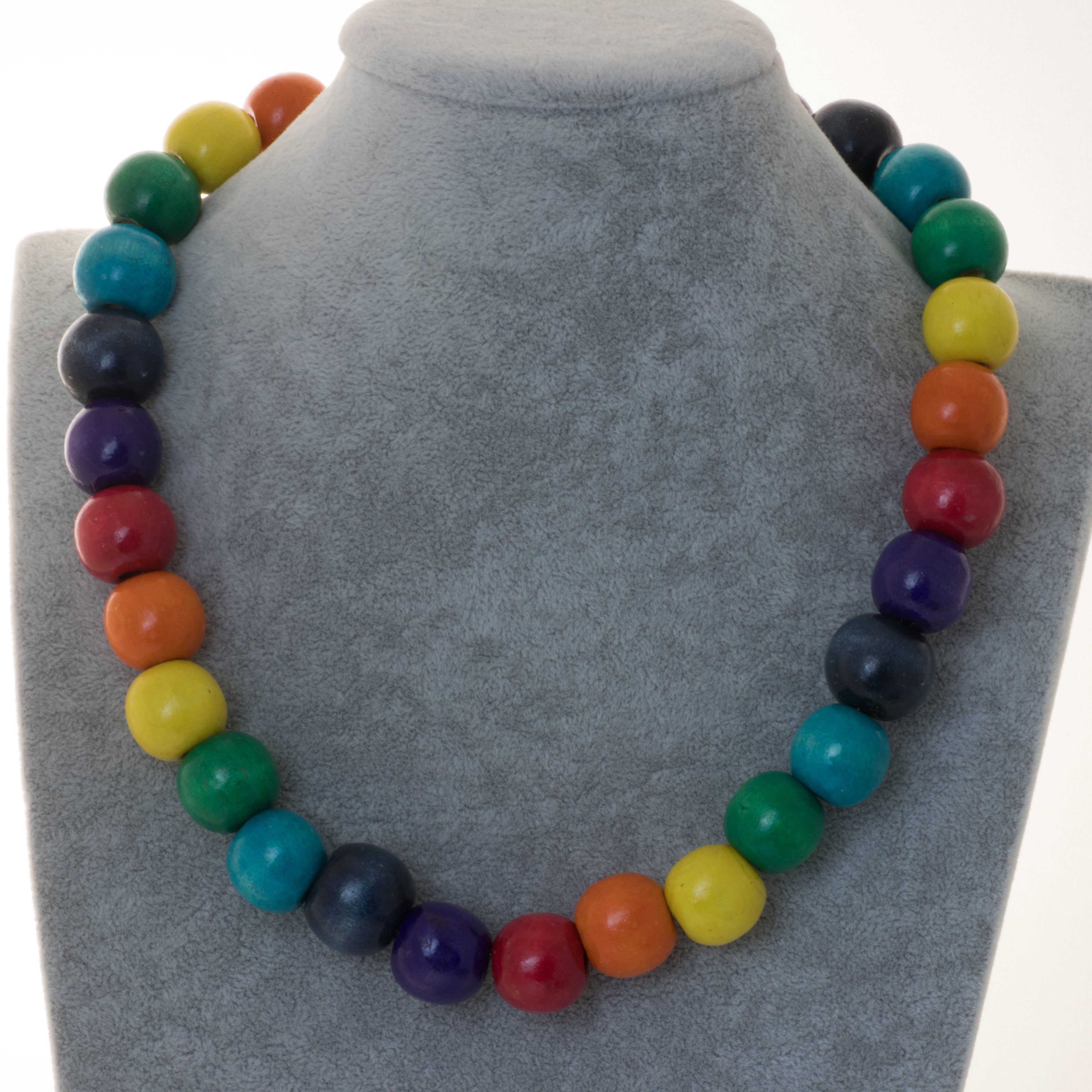 Bella Carina Perlenkette Chakra mit Holzperlen Kette Regenbogen, Magnetverschluss