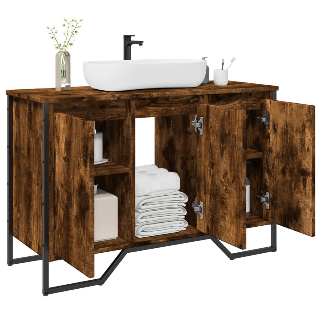 vidaXL Badezimmer-Set Waschbeckenunterschrank Räuchereiche 91x35x60 cm günstig online kaufen