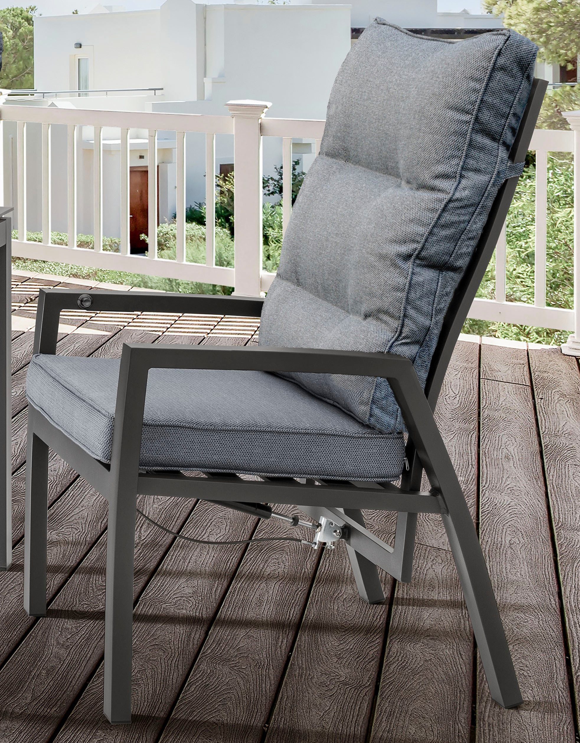 Destiny Garten-Essgruppe GARDA CREMONA, (9-tlg), 4 Hochlehner inkl. Auflagen, 1 Tisch 160x90x74 cm