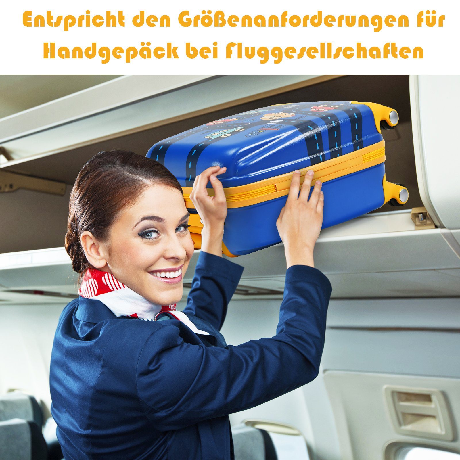 COSTWAY Kinderkoffer Reisegepäck, 2tlg Kinderkoffer + Rucksack