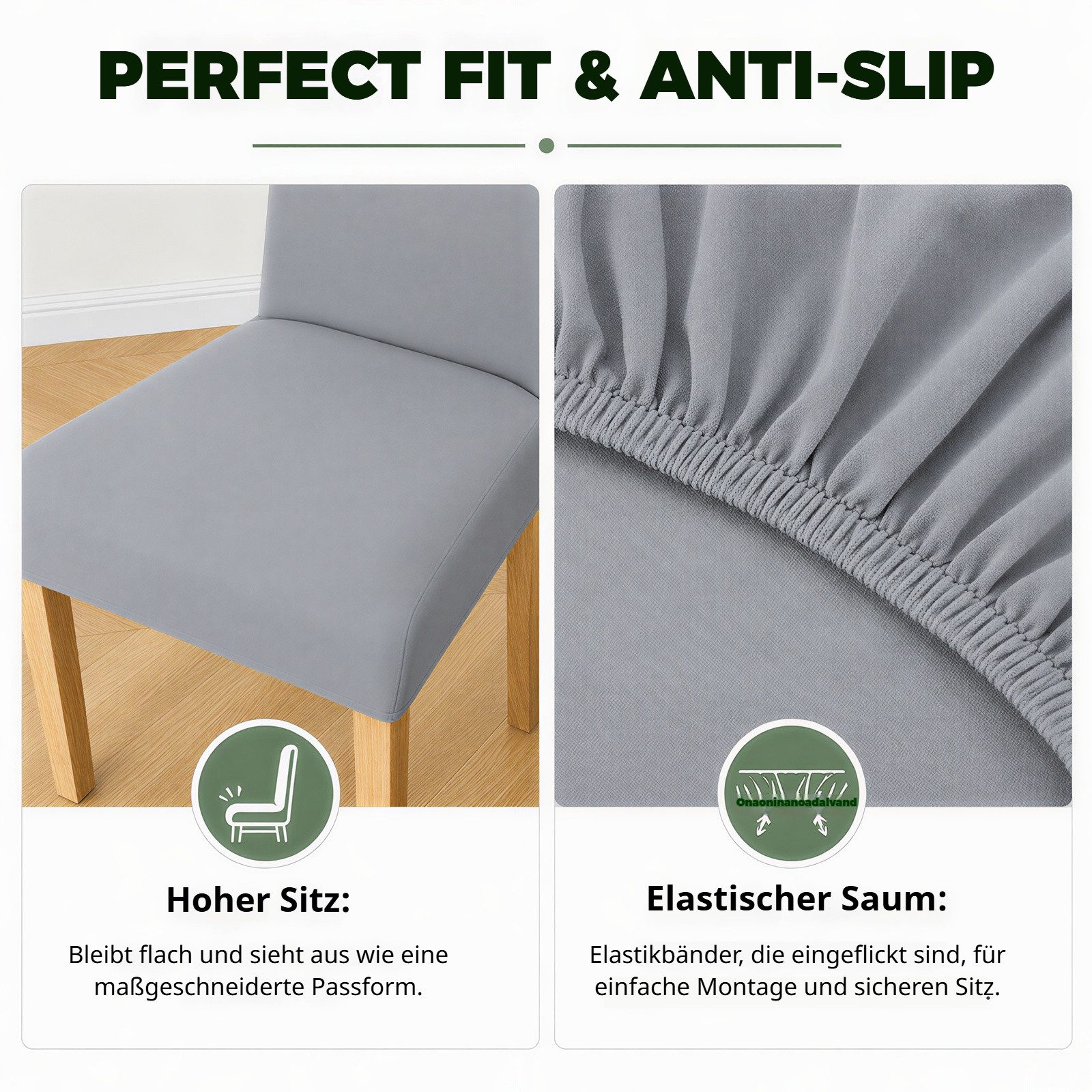 BlingBin Stuhlhusse Stretch Stuhlhussen für Esszimmer, Abnehmbar und Waschbar Stuhlbezüge, Parsons-Stuhlbezüge, Stuhlschutz für Küche, Hotel, Restaurant, Grau – Bild 5 von 5