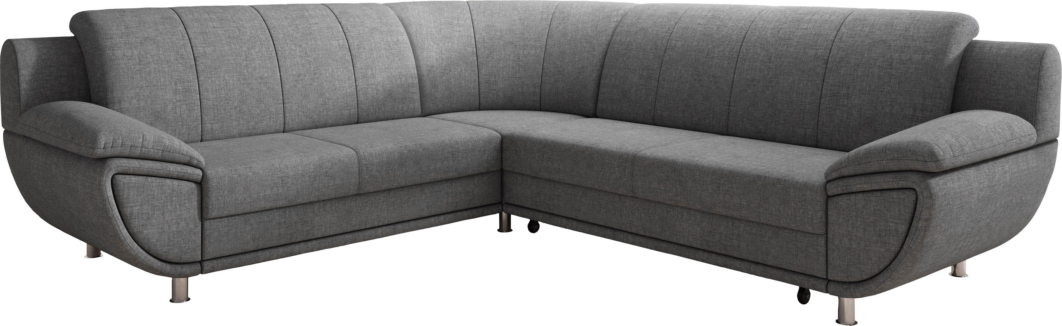 TRENDMANUFAKTUR Ecksofa Rondo II, zeitlos & elegant, bequeme Armlehnen, L-Form, wahlweise mit Federkern, wahlweise mit Bettfunktion, B/T 247/267cm