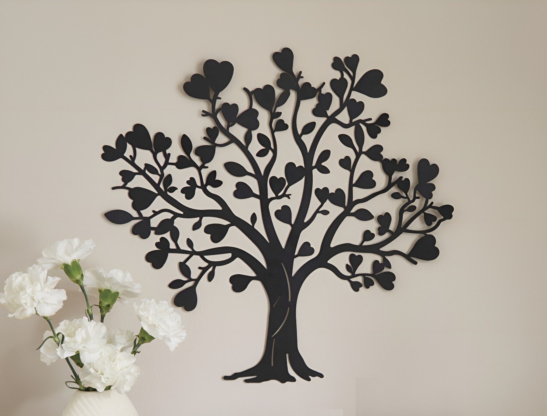 Dekoleidenschaft Metallbild "Herzbaum" Wandbild aus Metall, mattschwarz, 50 günstig online kaufen