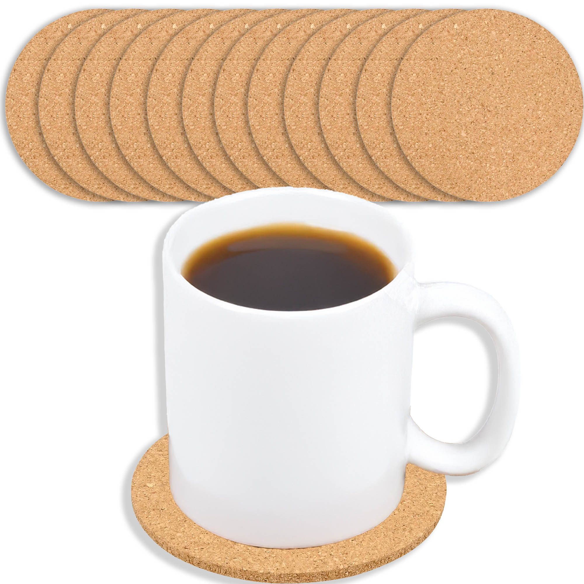 BENSON Glasuntersetzer 6-24 Kork Untersetzer Bierdeckel Tasse 10 cm, 12-tlg., Korkuntersetzer, Glas, Flasche, Rund