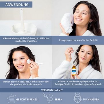 yozhiqu Gesichtsmassagegerät 140 Handstempelroller für lokale Kopfhautpflege, 0,25–3,0 mm, Gestanzte Mikronadeln, verstellbare Mikronadeln für Anti-Aging