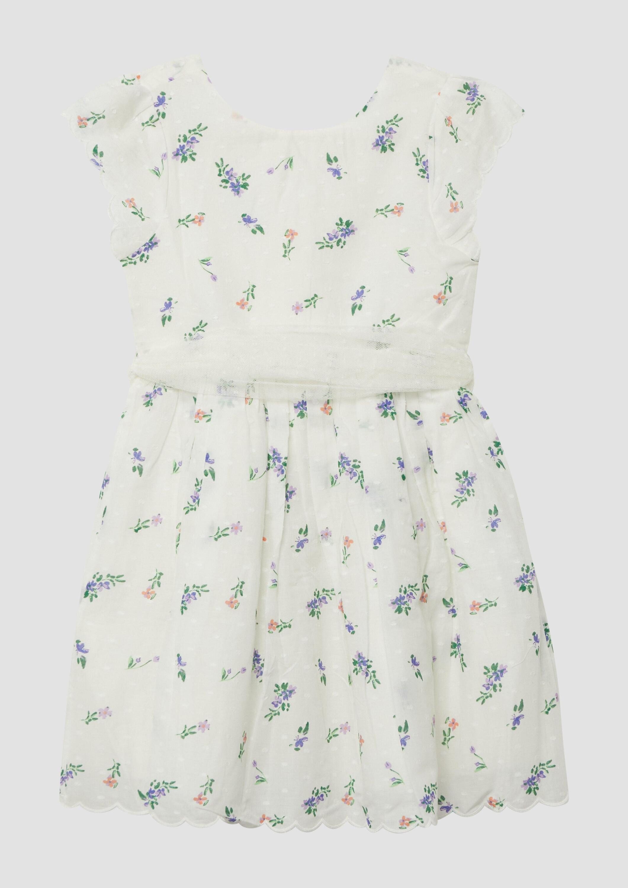 s.Oliver Minikleid Kleid Gemustertes Kleid mit Flügelärmeln und Bindegürtel