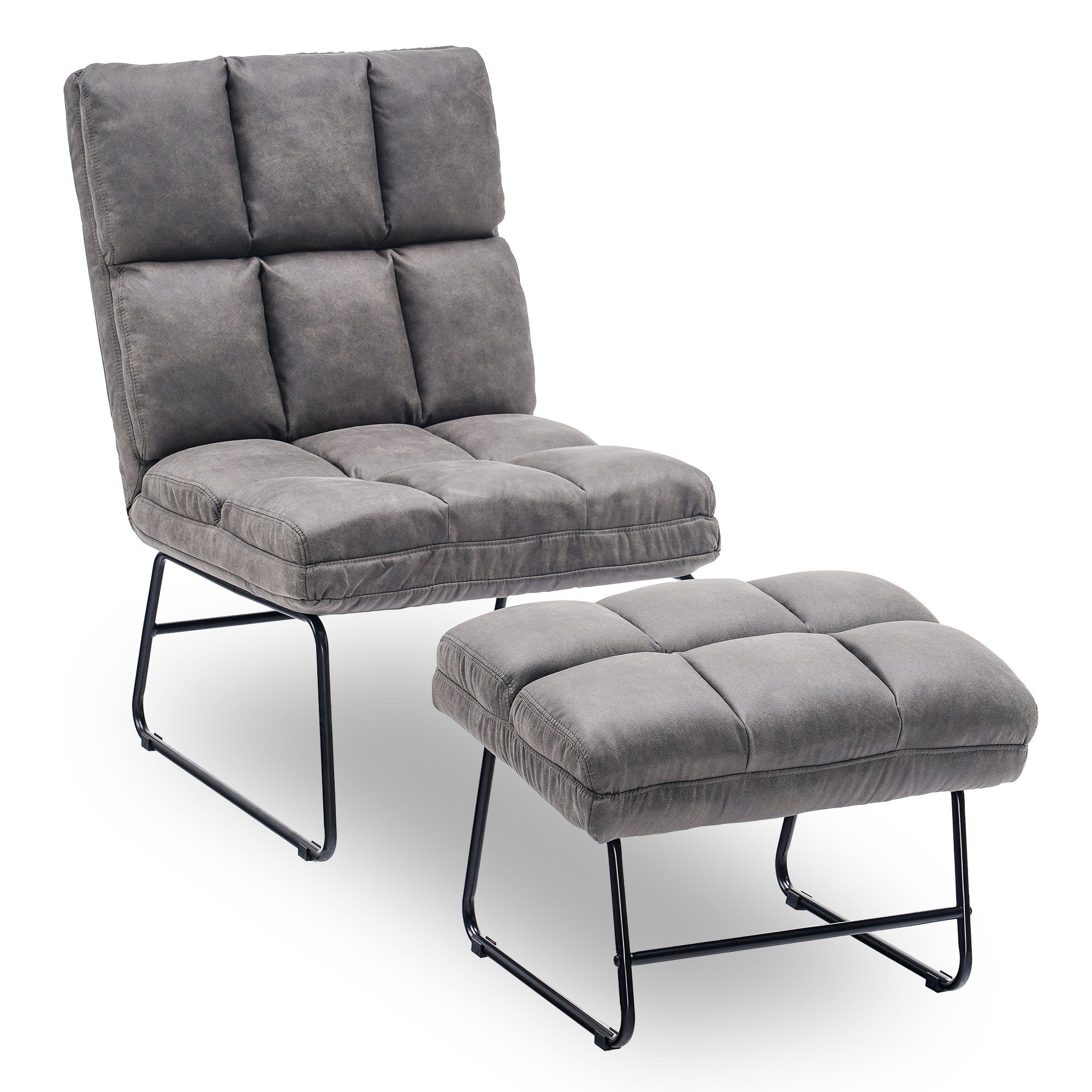 MCombo TV-Sessel MCombo Sessel mit Hocker 0014 / 0016, Relaxsessel für  Wohnzimmer, moderner Fernsehsessel Loungesessel Stuhl, 80 x60 x88 cm, Samt,  Mikrofaser | Funktionssessel