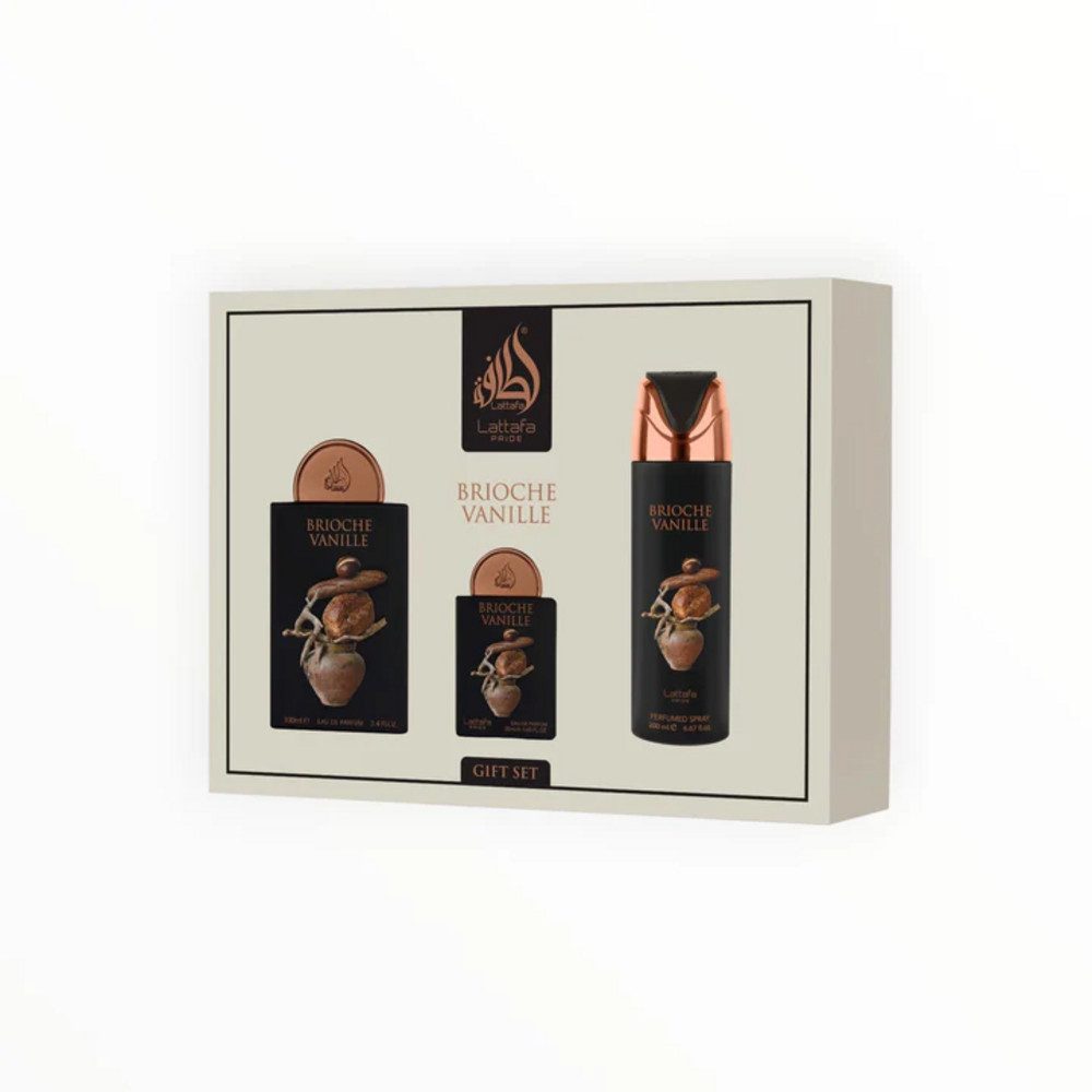 Lattafa Duft-Set Brioche Vanille, Luxus Geschenkset mit sinnlich warmer Vanillekomposition