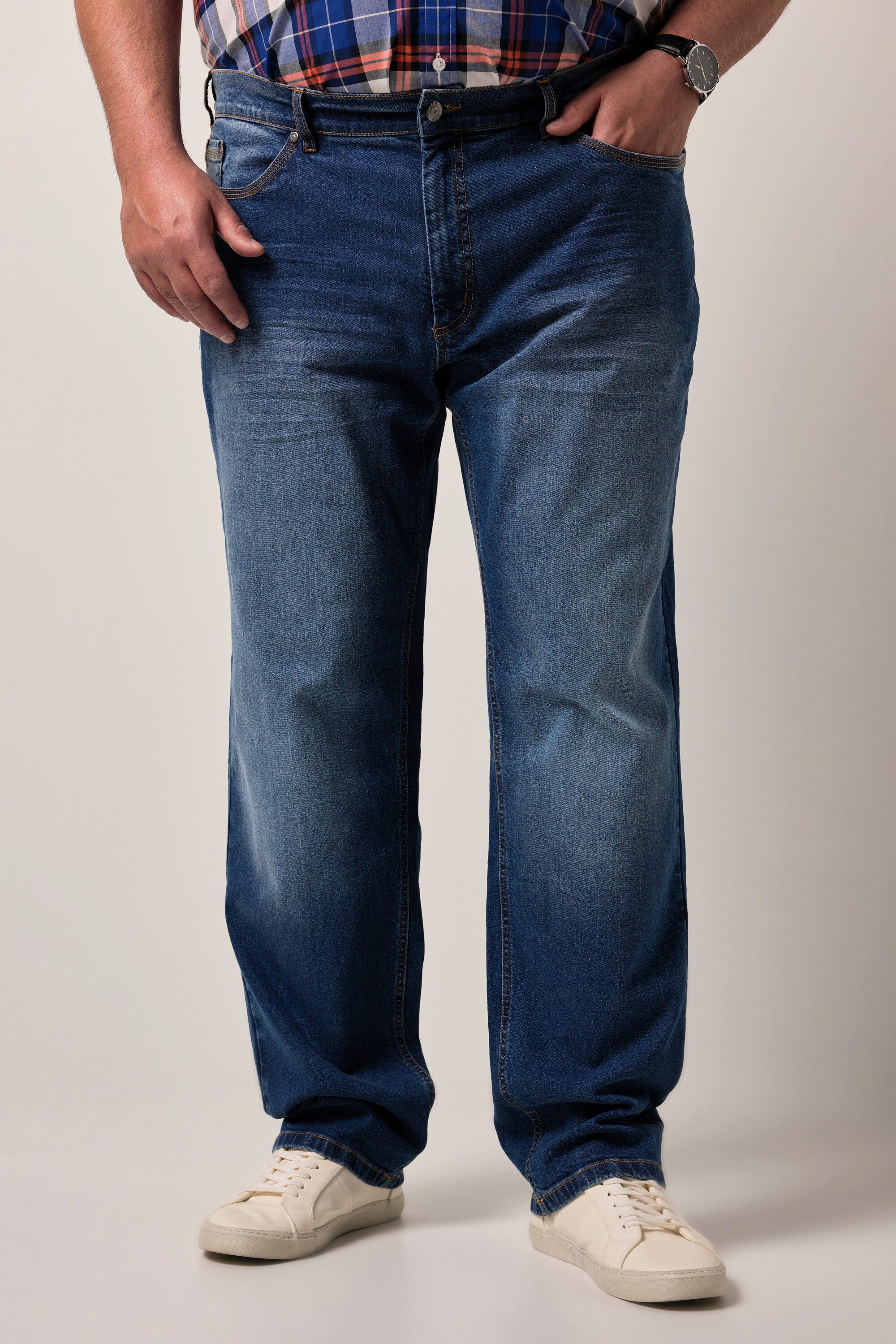 Men Plus 5-Pocket-Jeans Men+ Jeans Denim Tapered Loose Fit 5-Pocket günstig online kaufen