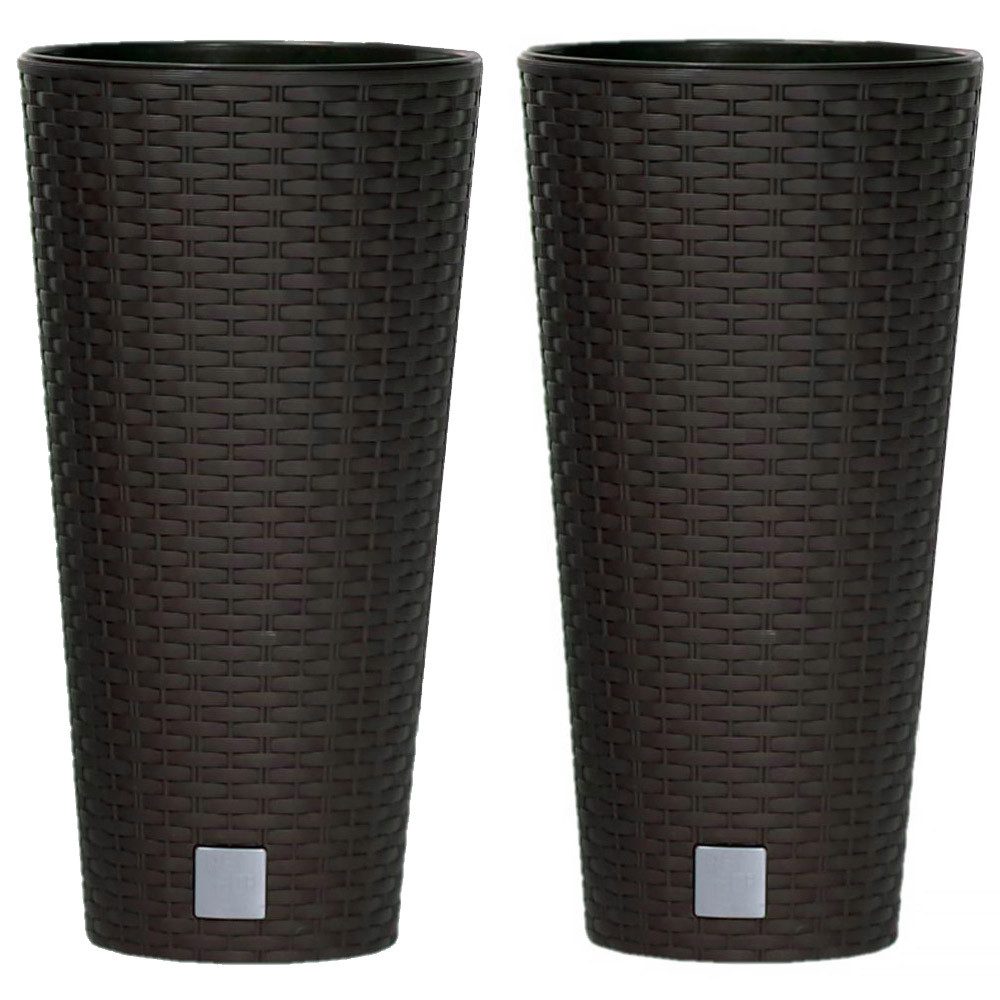 Powertec Garden Pflanzschale XXL Pflanzsäule Rund inkl. Einsatz 2er Set, dunkelbraun, Ø ca. 40 cm / Höhe ca. 76,5 cm