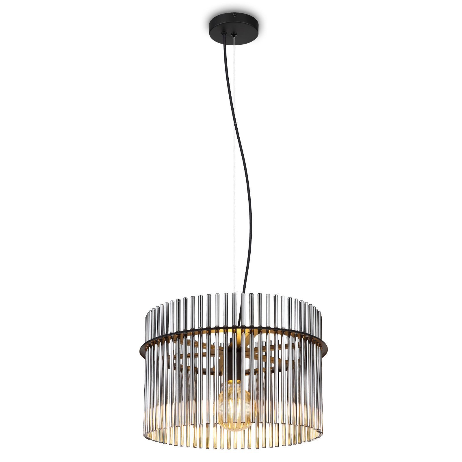 bmf-versand Hängeleuchte Hängelampe Esszimmer Hängeleuchte Rauchglas Glasstäbe Pendelleuchte